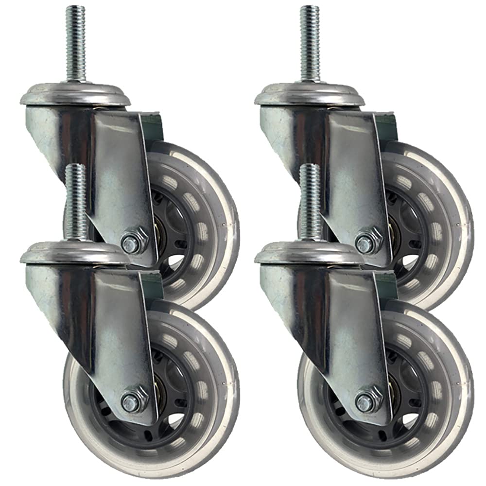 GYEQXKT 75mm Rubber Swivel Casters with Brake Heavy-Duty M8/M10 Wheels for 100kg Loads Furniture/Cart Mobility Set of 4 (M12 Swivel)
