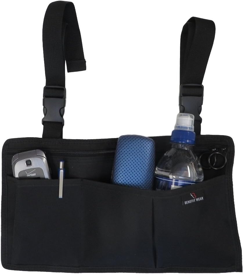 Side-Pack Wheelchair, Scooter or Bedrail Bag-5 Pockets and Key Rings (Black) : Health & Household