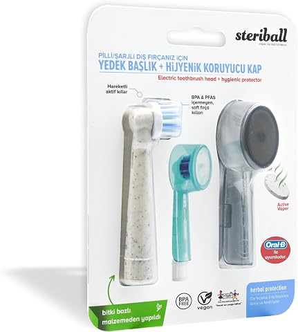 Steriball Pilli/Şarjlı Diş Fırçanız için Yedek Başlık ve Hijyenik Koruyucu Kapak