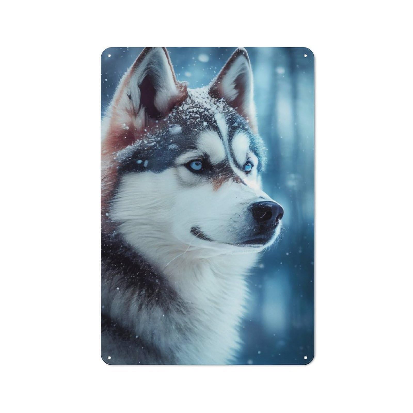 Junmoney Husky Snowing Metal Plaque 30X20cm With For Hallway Wall, Retro Decor, For Wall Display Collectors