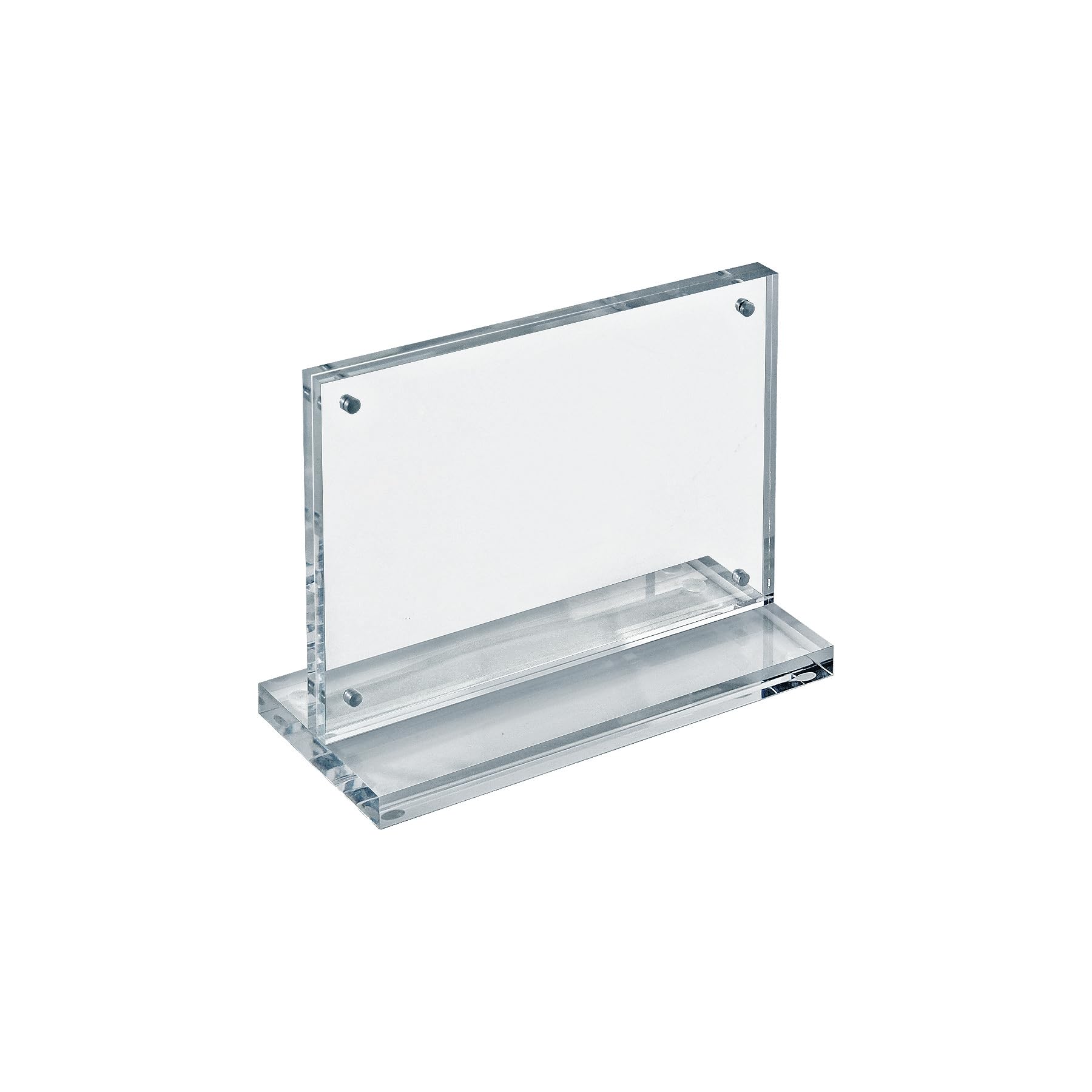 Azar Displays 104775 Slim Deluxe Acrylic Block Photo Frame 7'' x 5'' on Acrylic Base with Magnet Closure and Rubber Bumpers, Horizontal/Vertical