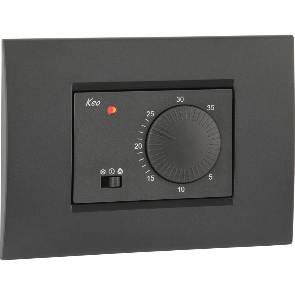 VEMER VN171500 KEO-A Termostato da Incasso con Manopola, Alimentazione 230V, Bianco/Grigio/Antracite