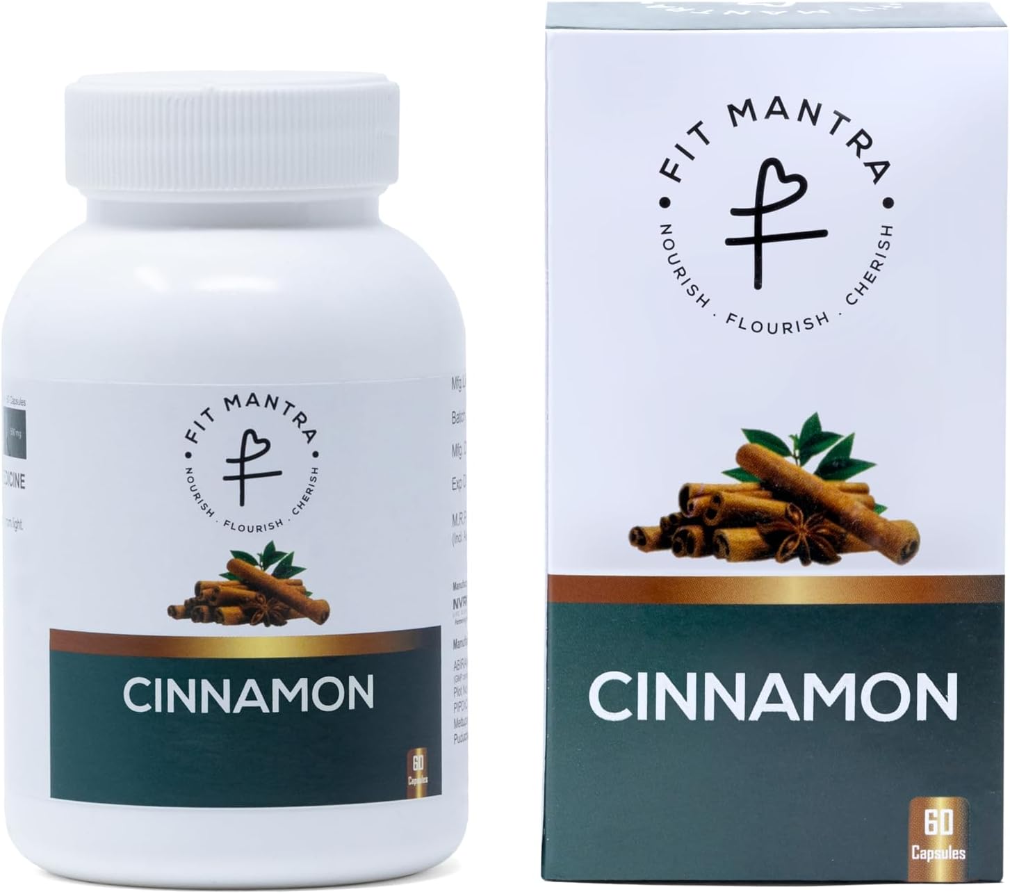FIT MANTRA Cinnamon Capsules for Anti-Oxidants with Natural Extracts, 60 Capsules 500 Mg | Health Supplements, Metabolism Booster & Blood Sugar Support | Support Energy & Natural Weight Loss & Immunity