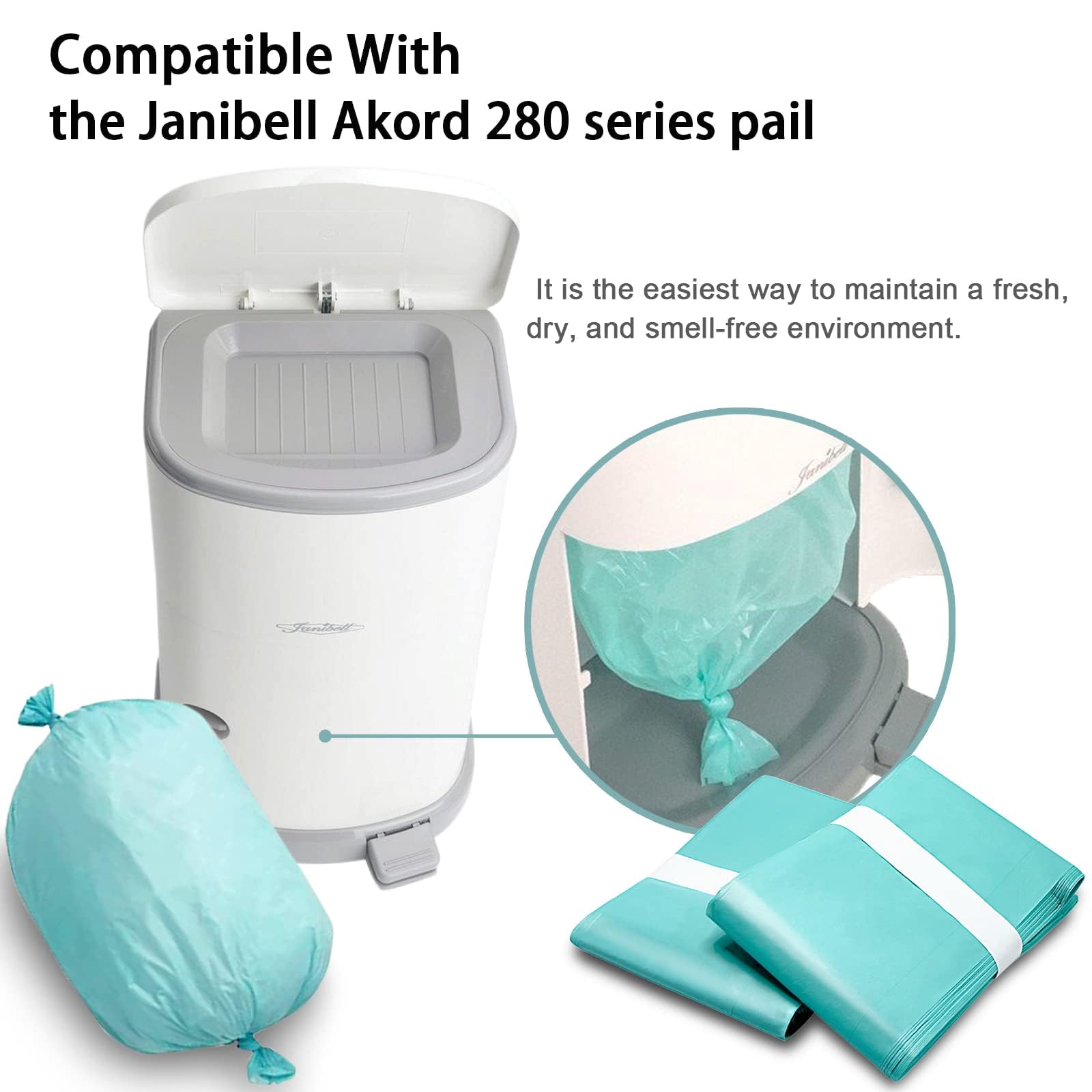 Confezione da 6 fodere divisorie compatibili con Janibell Brand Akord, 280 Slim Model Adult Refills, Continuous Liner System Eliminates Waste