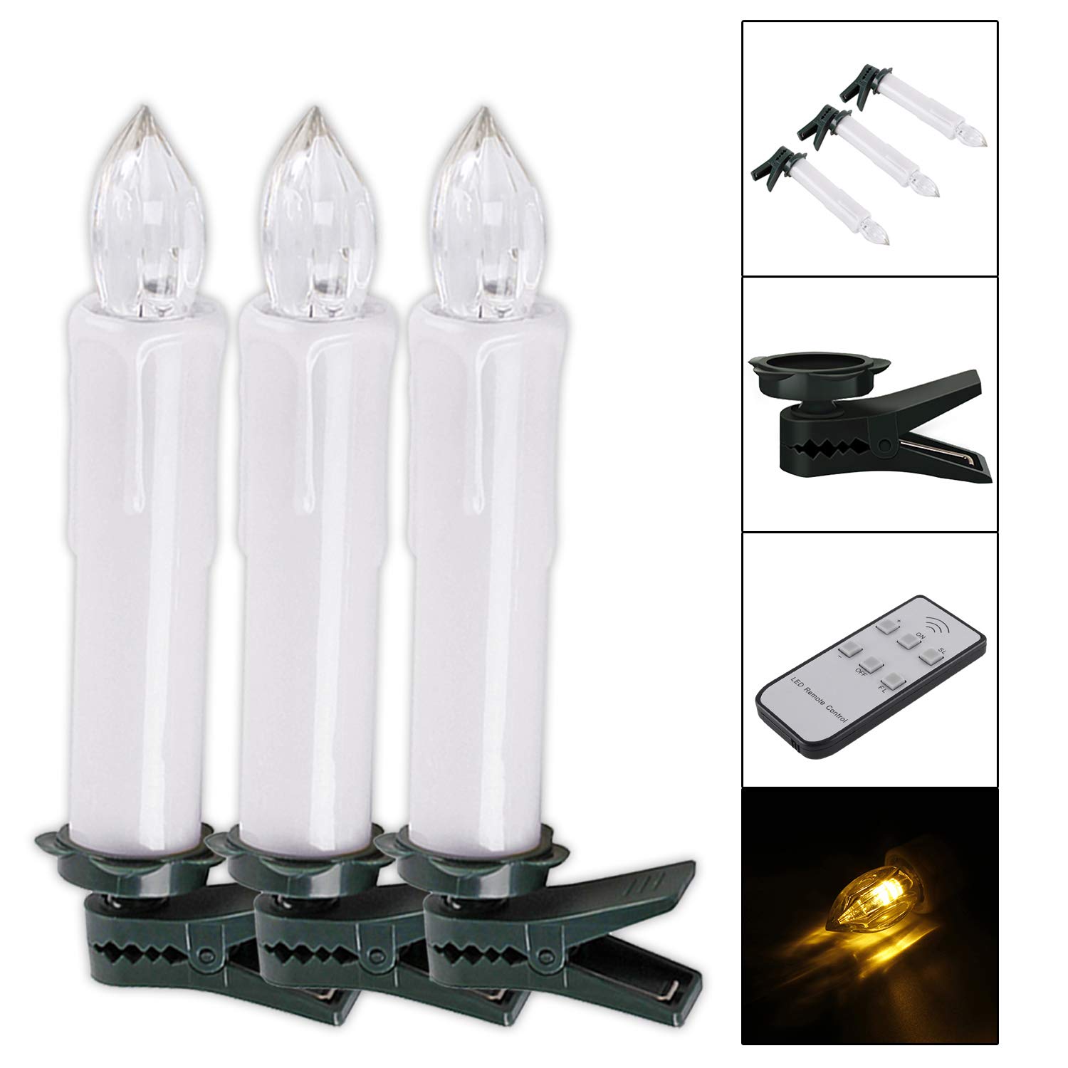 Forever Speed 20-60er Weinachten LED Kerzen Weihnachtsbeleuchtung Lichterkette Kerzen kabellos Weihnachtskerzen Weihnachtsbaum Kerzen mit Fernbedienung kabellos Baumkerzen(weisse Hülle, 50er)