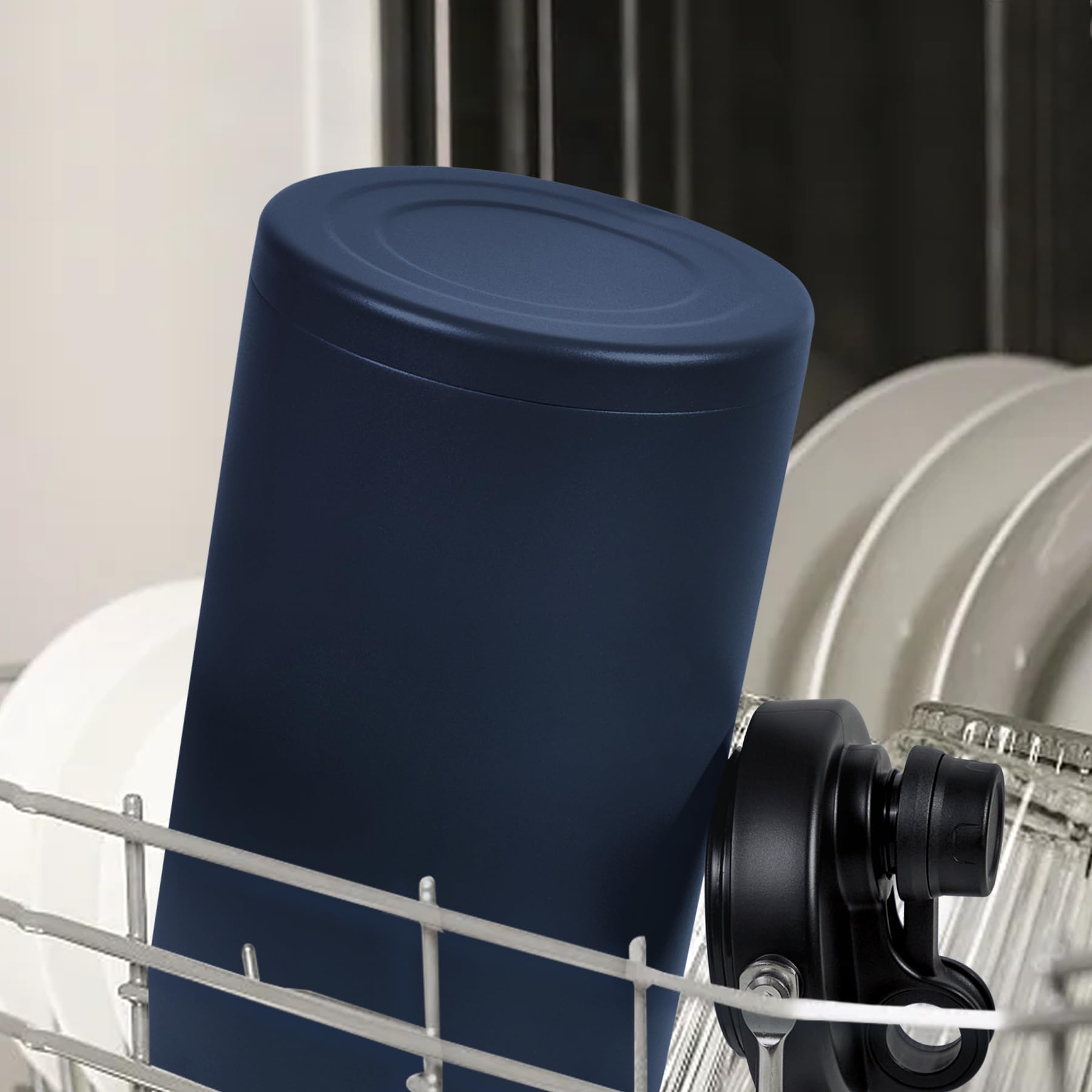 Alathote Grande brocca per l'acqua isolata da 3,6 l, doppia borraccia termica sottovuoto, lavabile in lavastoviglie, per bevande calde e fredde, con bocca larga e manico (blu navy, 3,68 g)