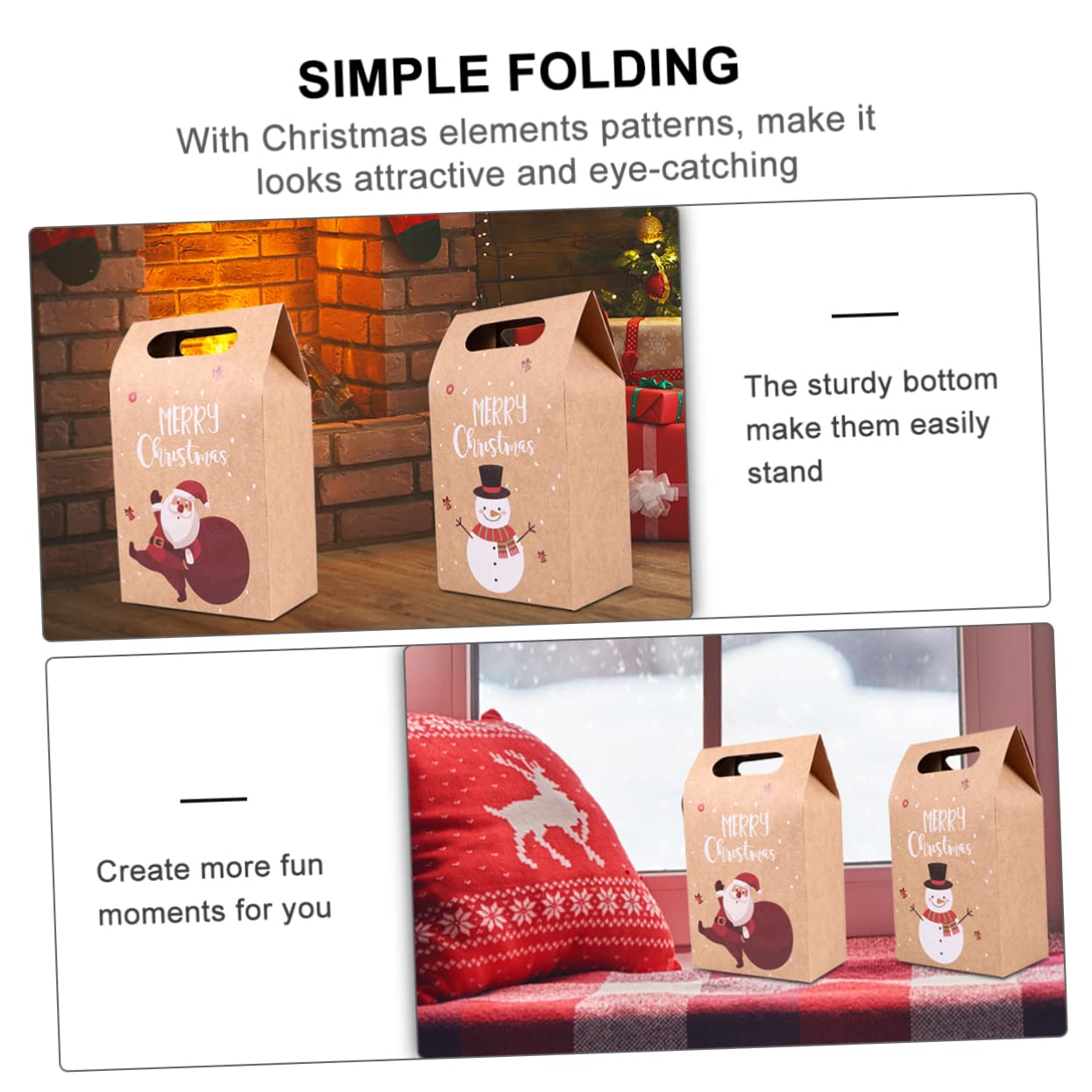 Beavorty 24 Piezas Bolsa de Obsequio Navideña de Manzana Bolsa de Papel Kraft para Galletas de Dulces Navideños