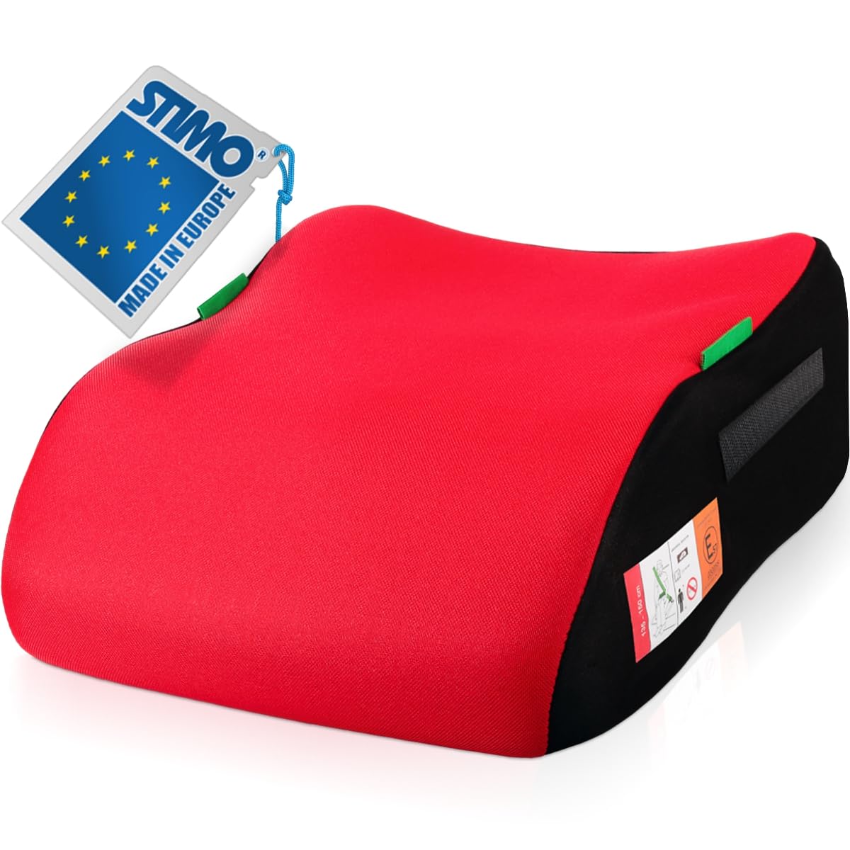 Kindersitzerhöhung Sitzerhöhung ergonomisch Kinder 135-150 cm Auto Sitz ECE R129 Bezug waschbar (Rot)