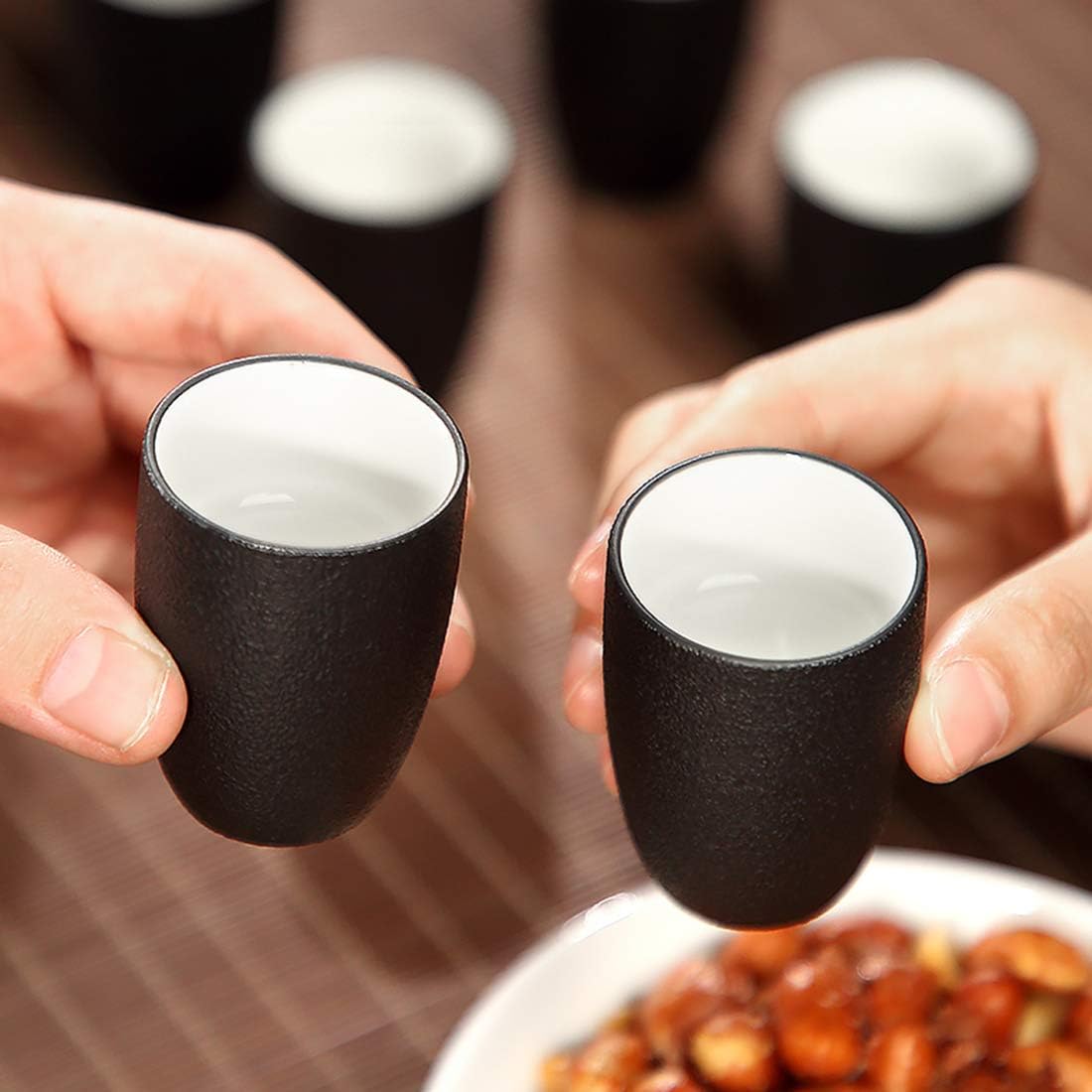 Sake cups,Traditional Sake Cup,Ceramic Wine Glasses,Japanese with Storage Bag with Tray Traditional Porcelain Pottery Ceramic Cups Crafts Wine Glasses