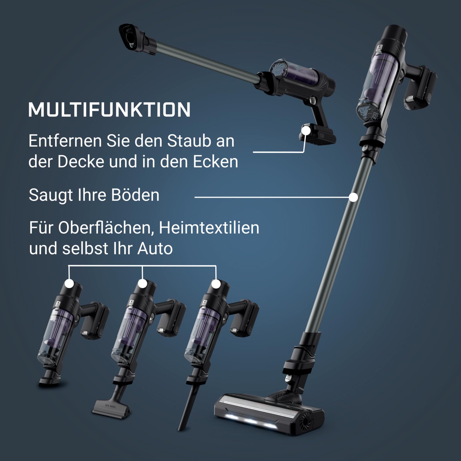 Rowenta X-PERT 7.60, Akkustaubsauger, 140 W Saugleistung, langlebiger Akku, Hochleistungs-LED-Bodendüse, Ultraleicht mit nur 1,2 kg im Handstaubsauger-Modus, Lila-Schwarz, RH6A33WO