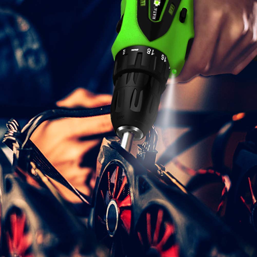 Trapano Avvitatore Professionale a Batteria 12V, Coppia Massima 32 NM, Utensili per la Lavorazione del Legno Fai da Te a 2 velocità