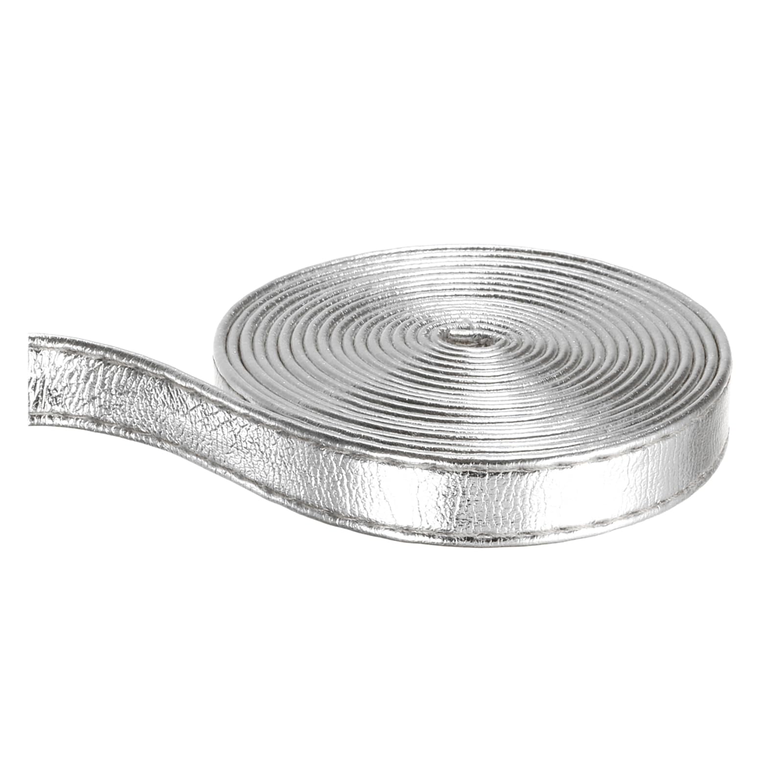 sourcing map Silver Leather Strap 3/8 inch (10mm) Wide Double Sided Leather Strip 200"(5M Long) Flat Leather Belt Cord for Shoulder Bag, Clothing Belt, Bag Handles, Handcraft