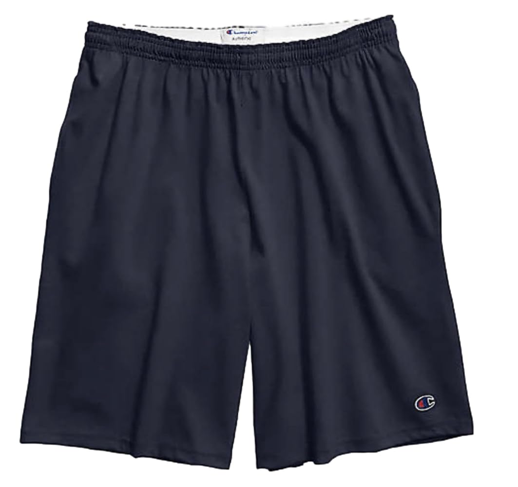 Champion Men's Iconic Cotton Jersey Shorts (Navy, S), Small