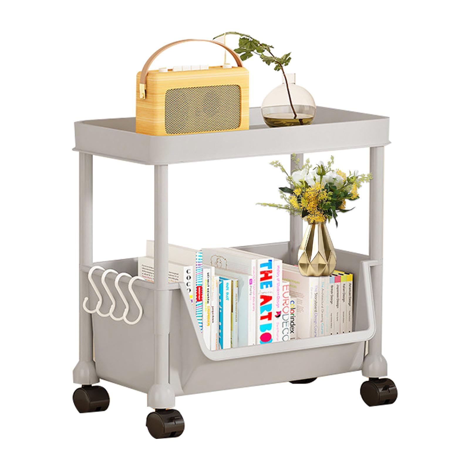 Chariot à Roulettes à 2 Niveaux Chariot De Rangement Avec Poignée