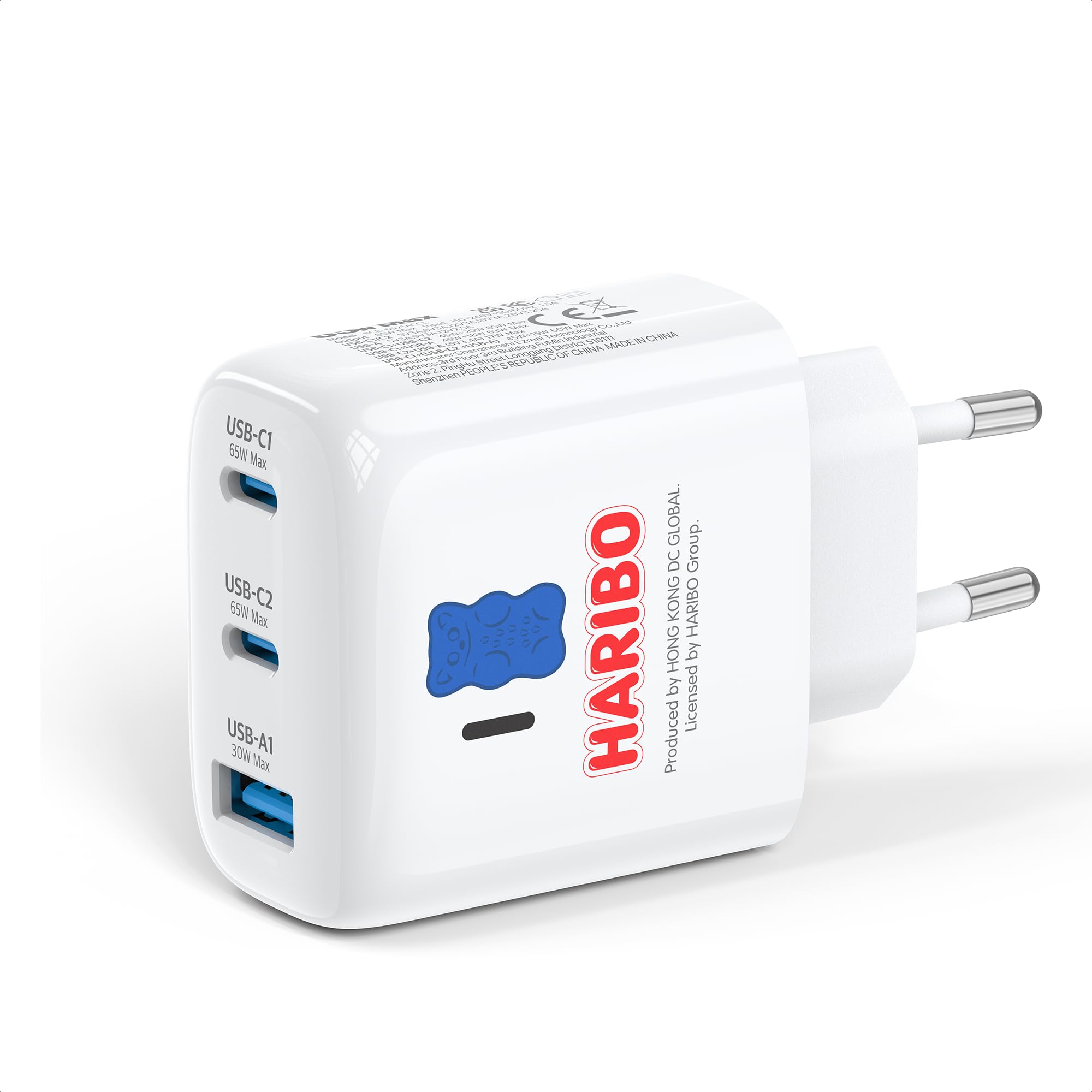 HARIBO USB C Ladegerät 65W 3-Port GaN Schnellladegerät PD/PPS Kompaktes USB-C Netzteil für MacBook Pro/Air, für iPhone 17/16/15, Galaxy S25/S24, iPad Pro, Pixel, Steam, Laptop, Geschenk, Blau