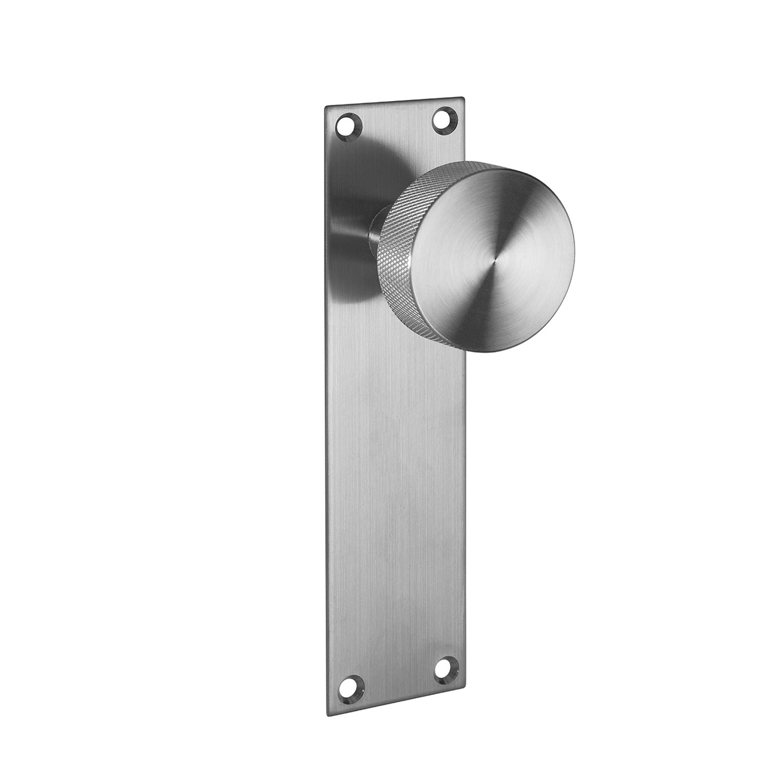 Access Hardware Silver Knurled Door Knobs On Backplate In A Satin Stainless Steel Finish