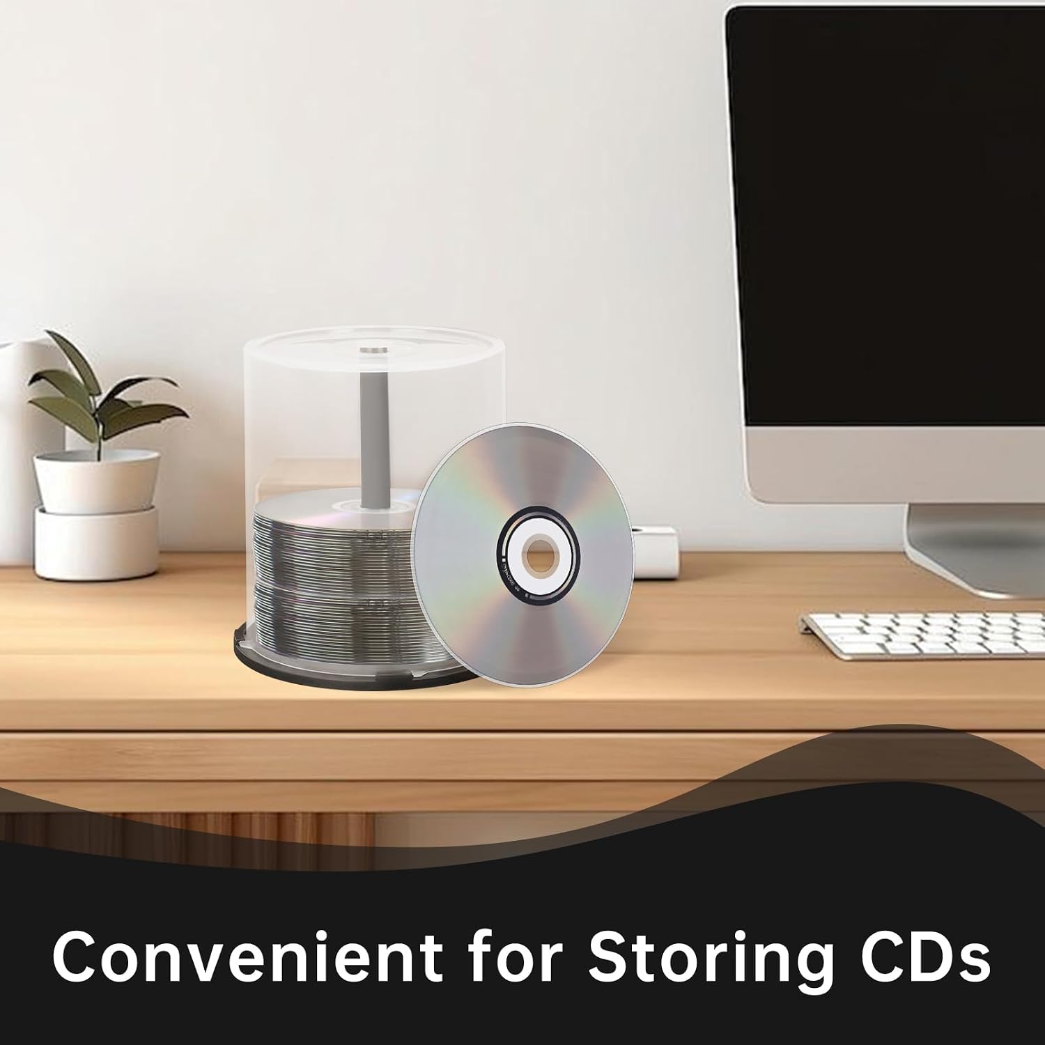 CD/DVD Storage Box, 2pcs 100 Disc Capacity Storage Empty Blank CD Cases, Clear CD Holder Plastic Column DVDs Bucket Case