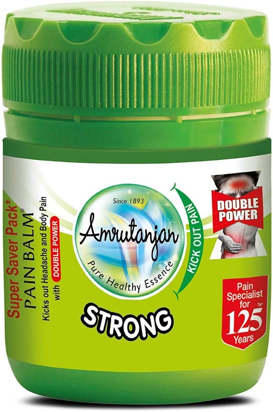 Amrutanjan Strong Pain Balm - 50 ml | Suitable for Strong Headache, Stress, Cold, Body Pain | 100% Ayurvedic | Starts working within 1 minute.