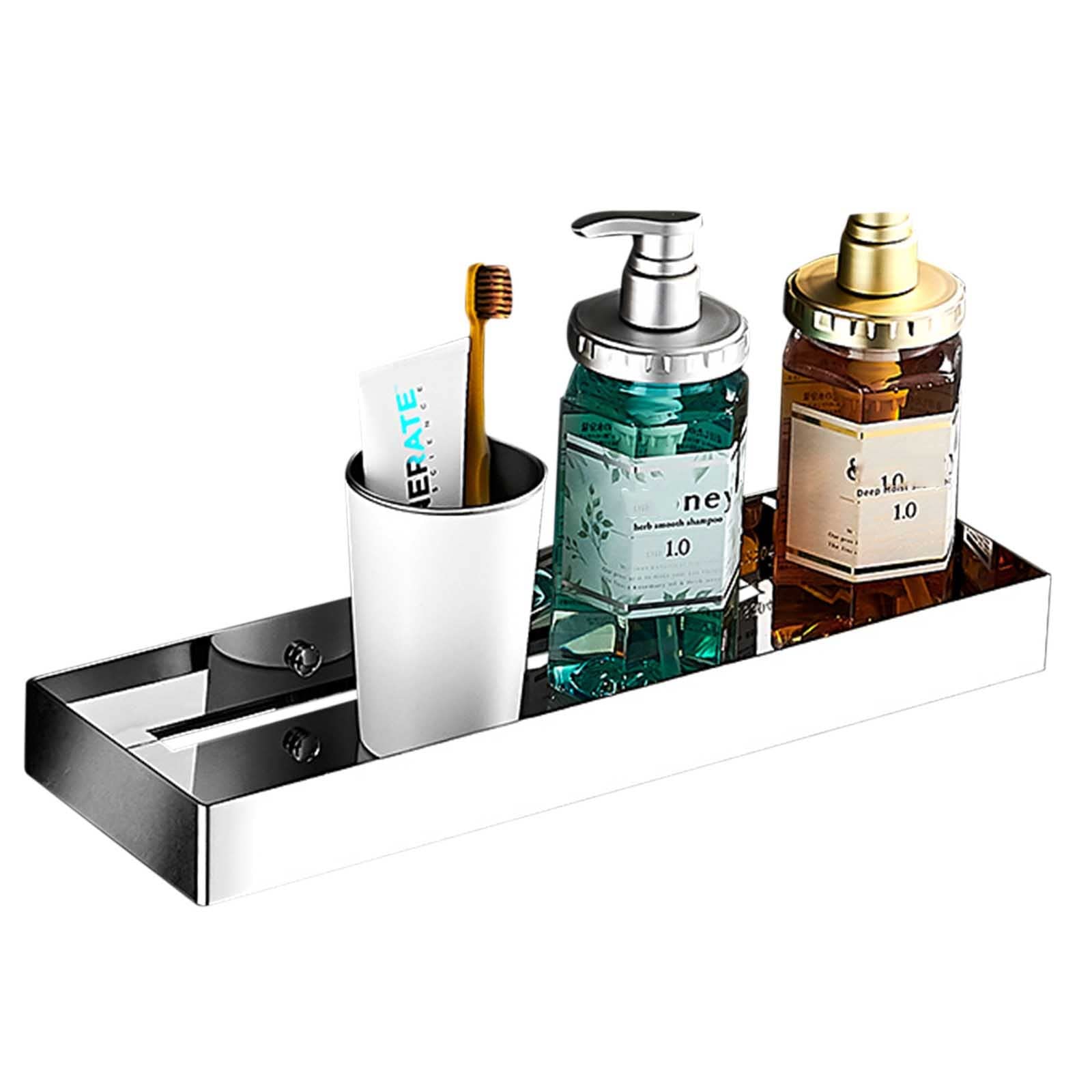 Panier de douche en acier inoxydable chromé 50cm étagère murale sans perceuse pour salle de bains