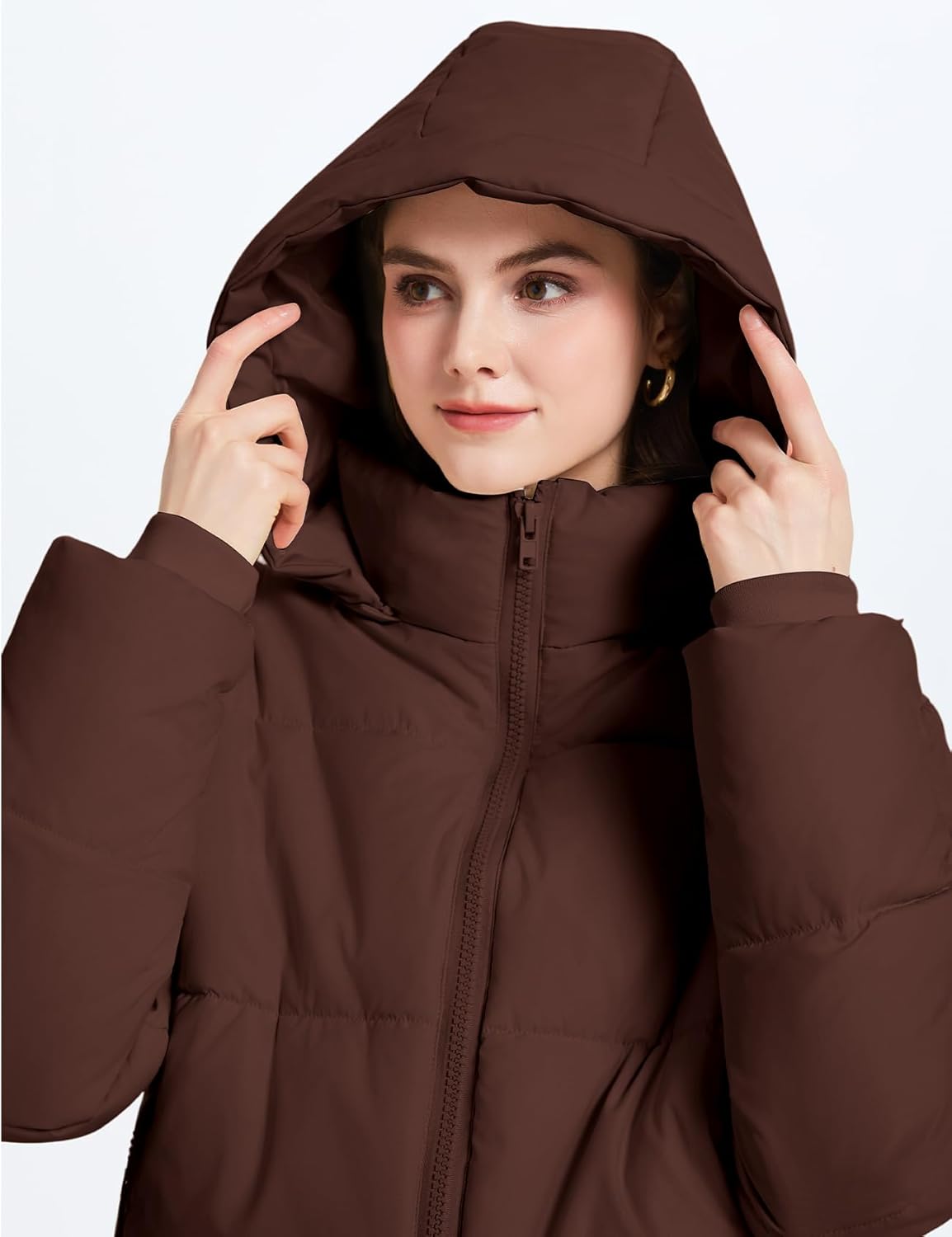 Wyeysyt Womens Cropped Puffer Jacket Warm Winter Quilted Jacket with Removable Hood Short Padded Coat - Image 4