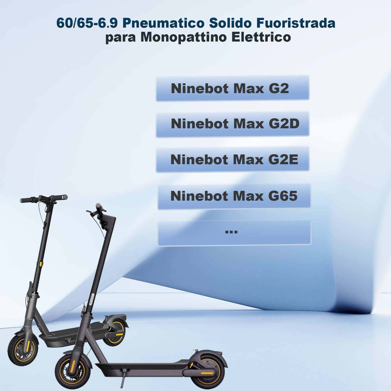 60/65-6,9 ruote di ricambio in gomma piena, 10 pollici, pneumatici solidi per Ninebot Max G2 G2D G2E G65 F3 Pro scooter elettrico posteriore, pneumatici di ricambio pieni antiscivolo
