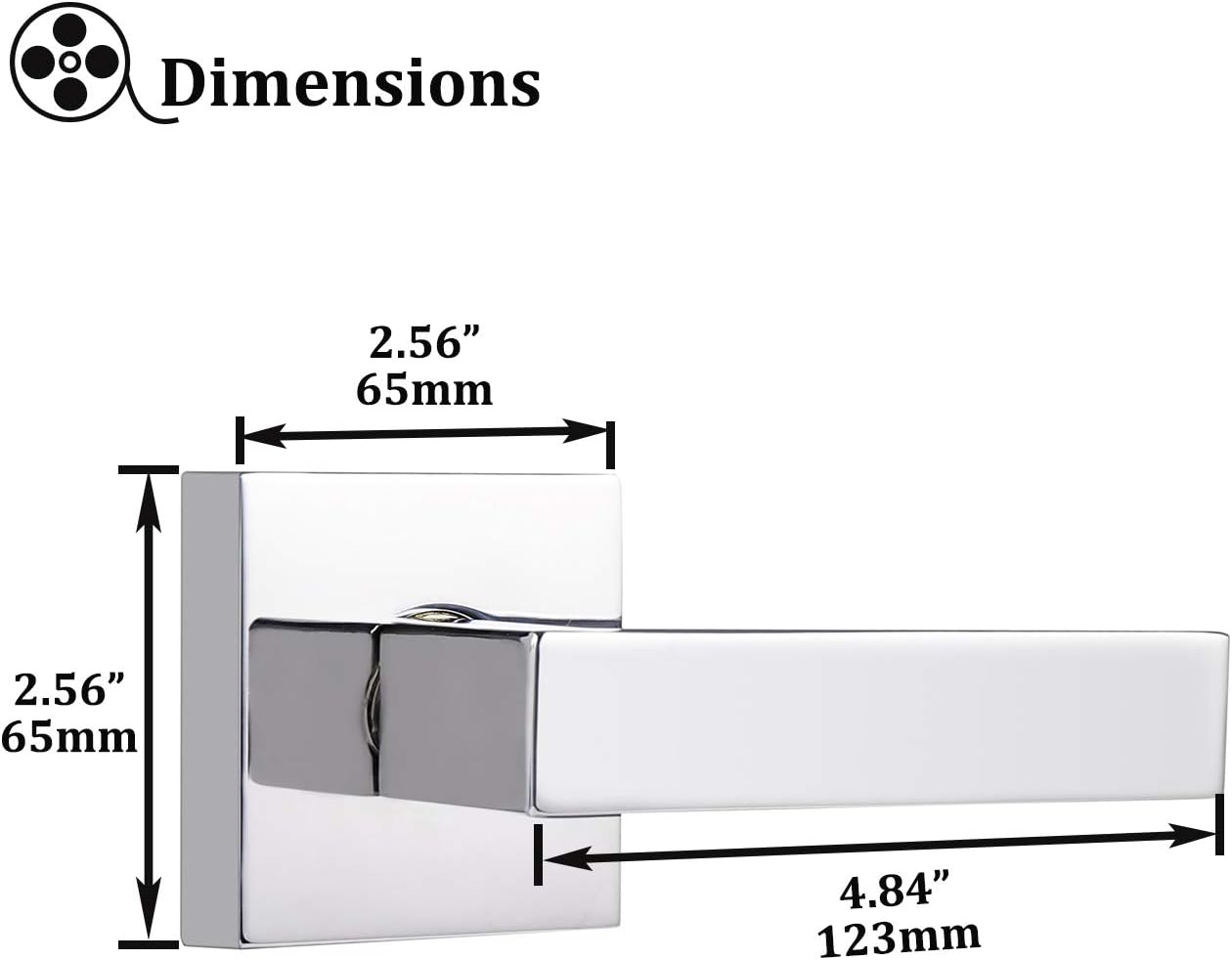 Gobrico 4 Pack Square Half-Dummy Door Levers in Bright Chrome Pantry Door Handles