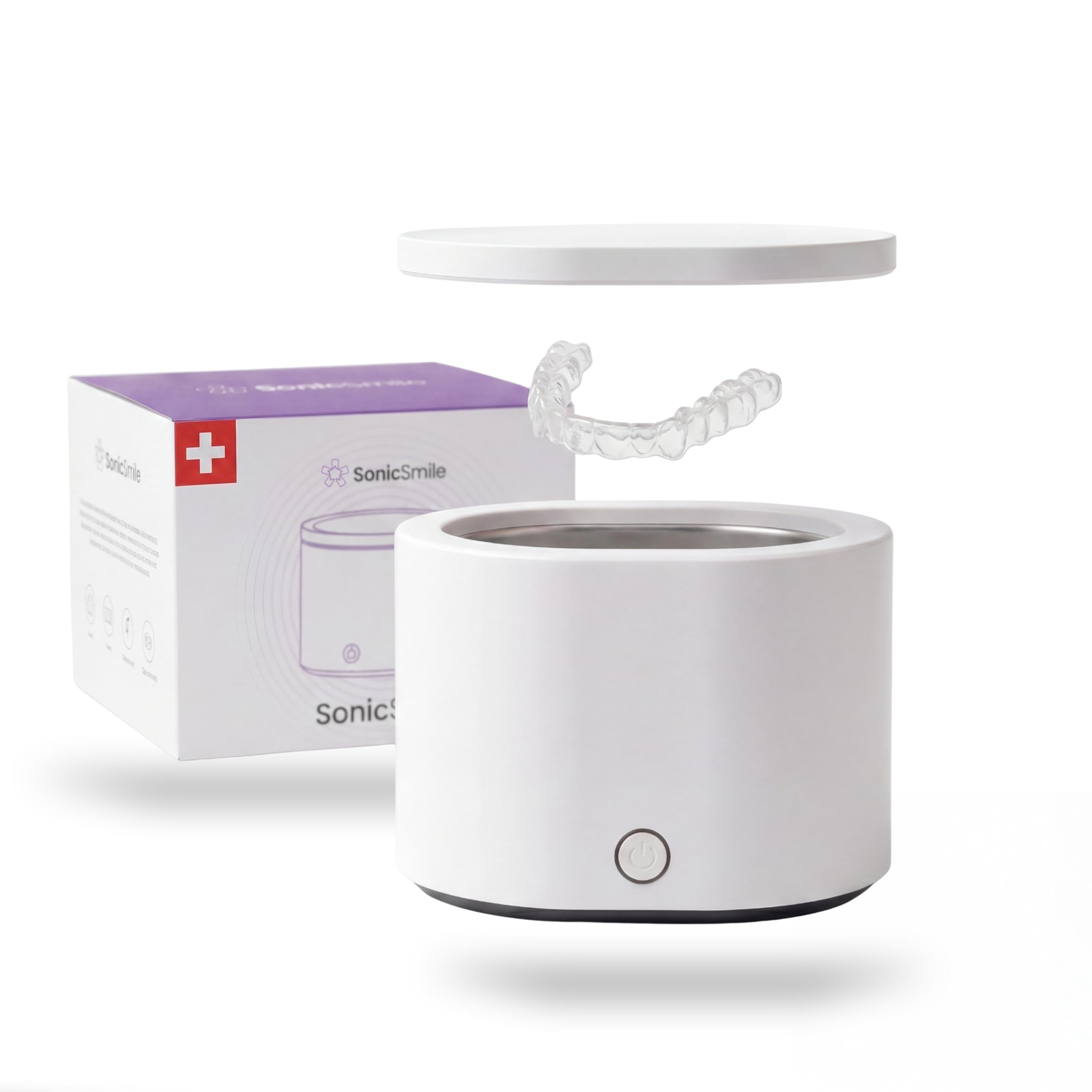 SonicSmile® Sonic One Ultraschallreiniger – Zahnschienen & Aligner, Knirscherschienen, Prothesen, Tiefenreinigung für unterwegs & zu Hause