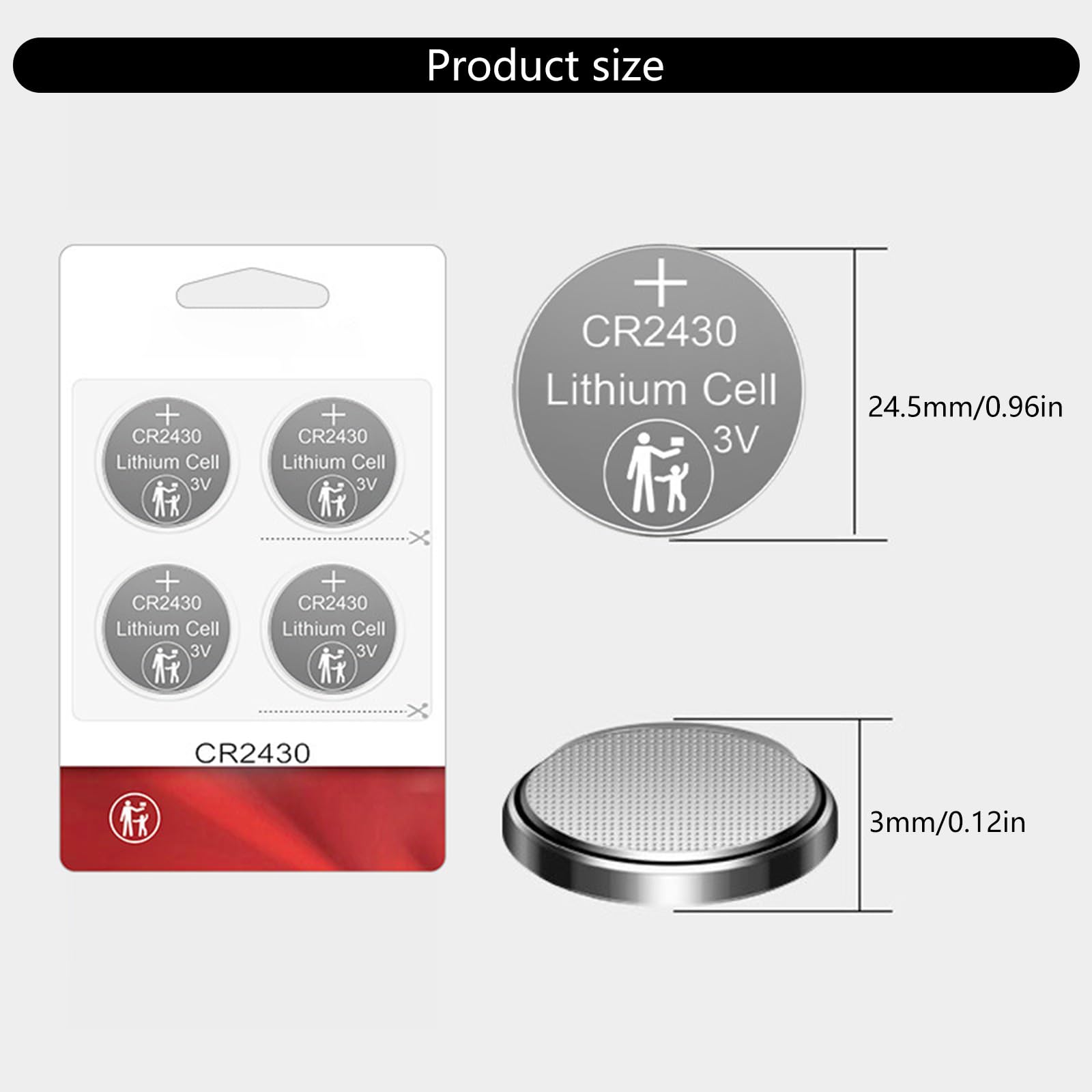 Piles bouton au lithium 285 mAh CR2430 3 V 2430 énergie stable pour montre, réveil, réveil à distance