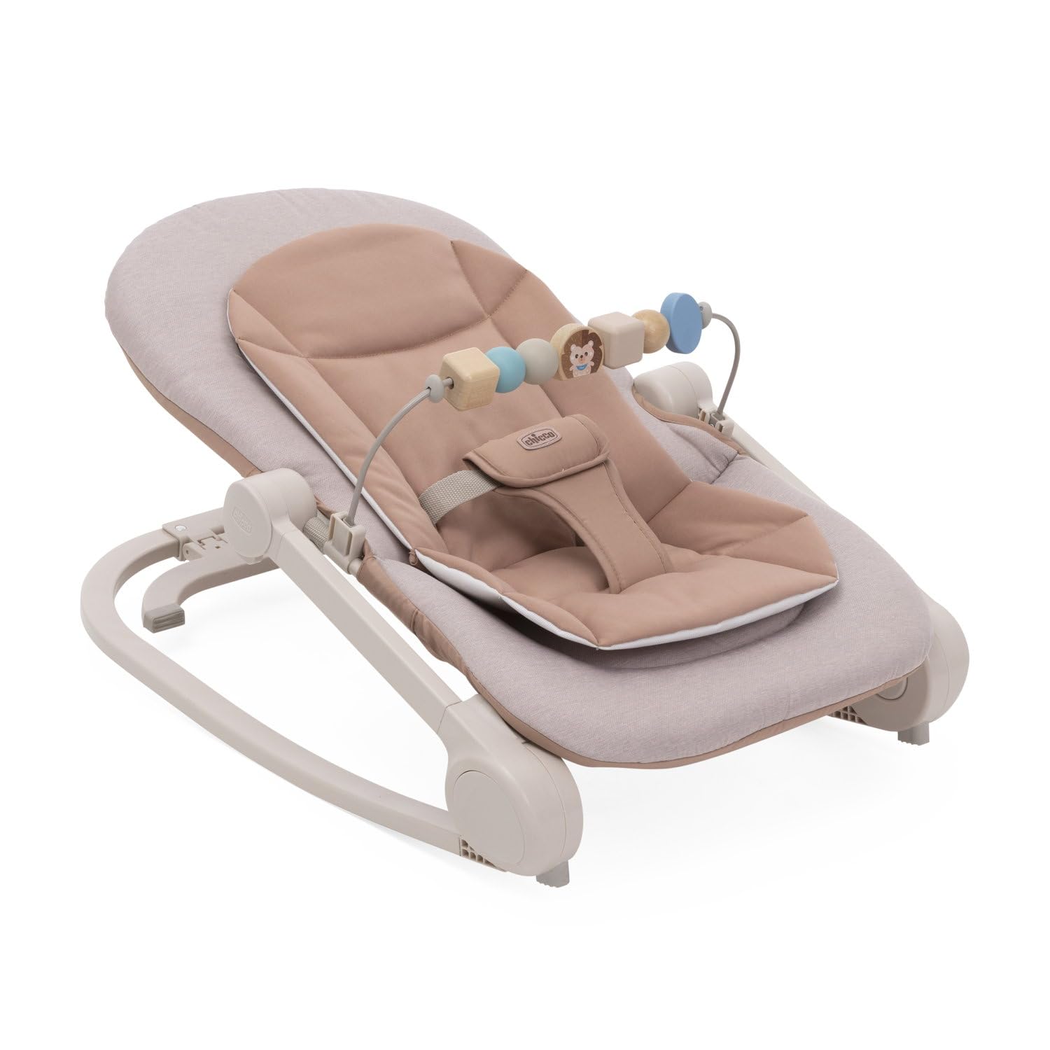 Chicco Transat Magia 2-en-1 : Transat Nouveau-né et Première Chaise jusqu’à 18 kg, Barre de Jeux avec Éléments en Bois, Mini Réducteur Inclus, Mode Balancelle ou Fixe et Dossier Réglable