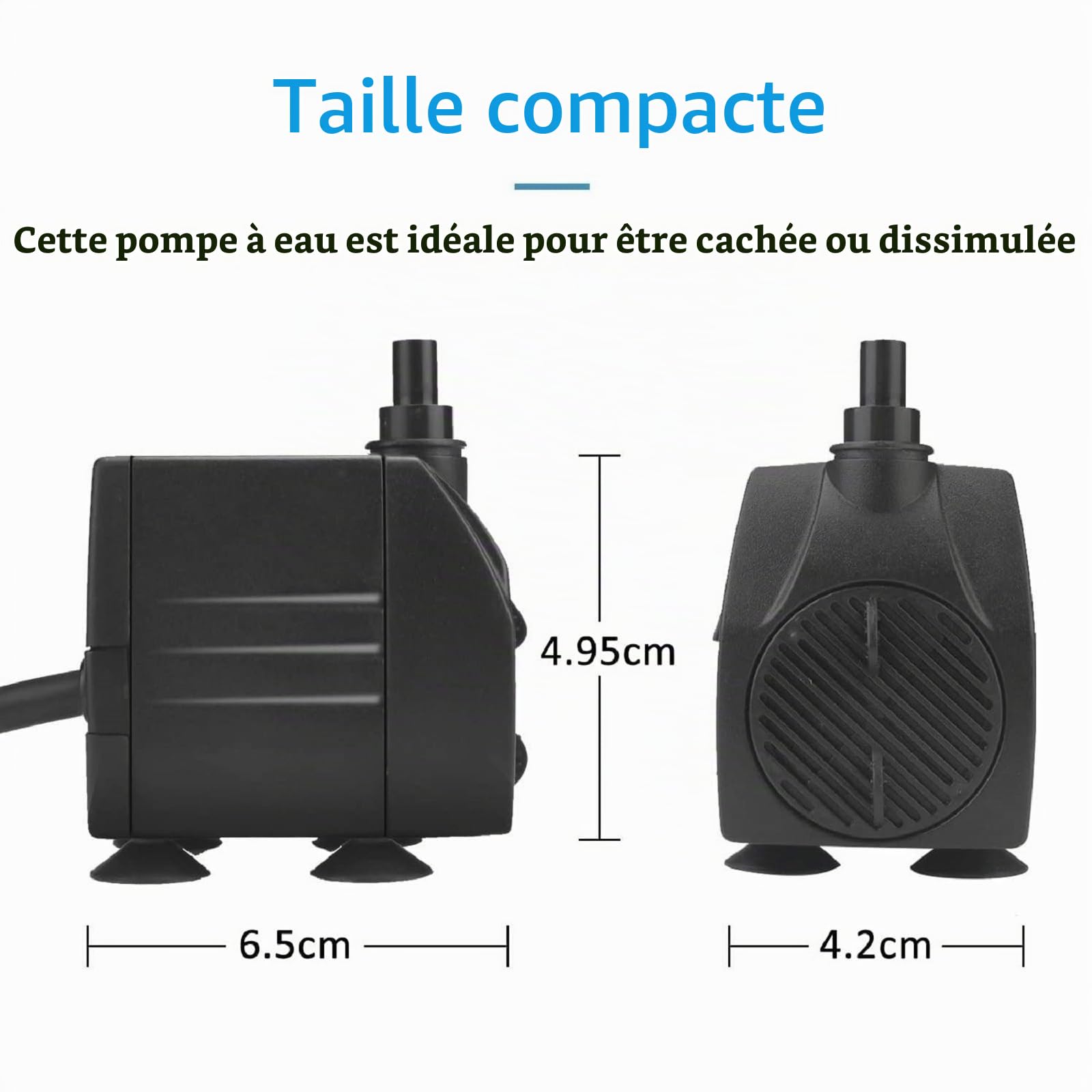 Pompe à Eau Submersible 450L/H avec Cable 1,83m & 3 Nozzles | 7W, Réglable Ultra Silencieux pour Fontaine de Jardin, Piscine, Aquarium, Bassin Poisson, Hydroponique
