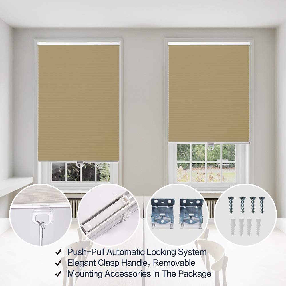 Pare-soleil cellulaire sans fil - En nid d'abeille - Beige - Occultant - Taille sur mesure