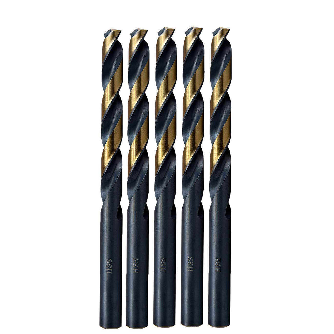 MaxTool5/64" 5pcs Identical Jobber Length Twist Drill Bits HSS M2 Fully Ground; JBF02H10R05P5