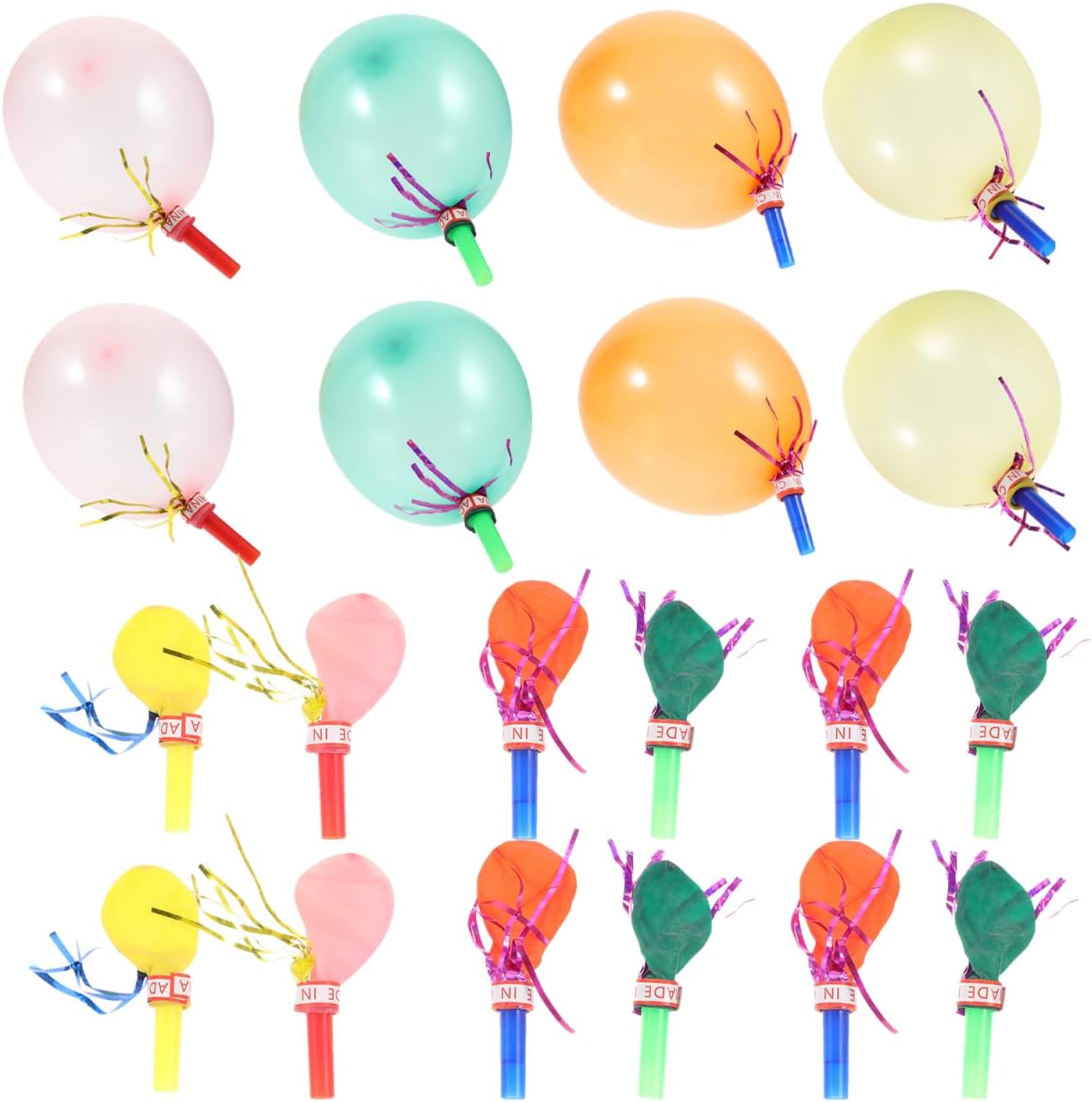 Toddmomy Whistle Balloon Party Blowouts Metallic Glitter Noisemakers Kids Birthday Halloween Christmas Celebration Favors 100 Pcs