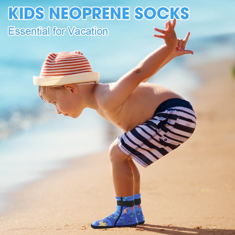 Calcetines de Neopreno, 3 mm Calcetines Piscina Antideslizante Térmico para Niño y Niña, Calcetín de Buceo Escarpines Voley Playa para Surf, Natación, Playa, Navegación, 31-33