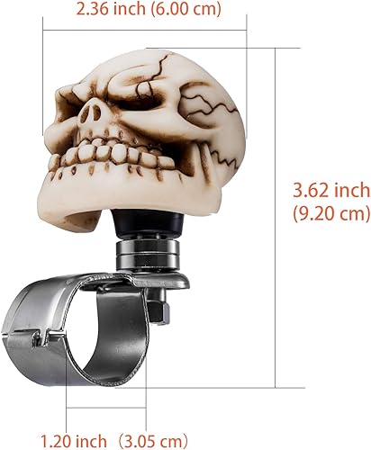 Miniatura 3 de Arenbel Manija de agarre para dirección giratoria, diseño de calavera para asistencia de rueda de automóvil, perilla suicida giratoria, se adapta a