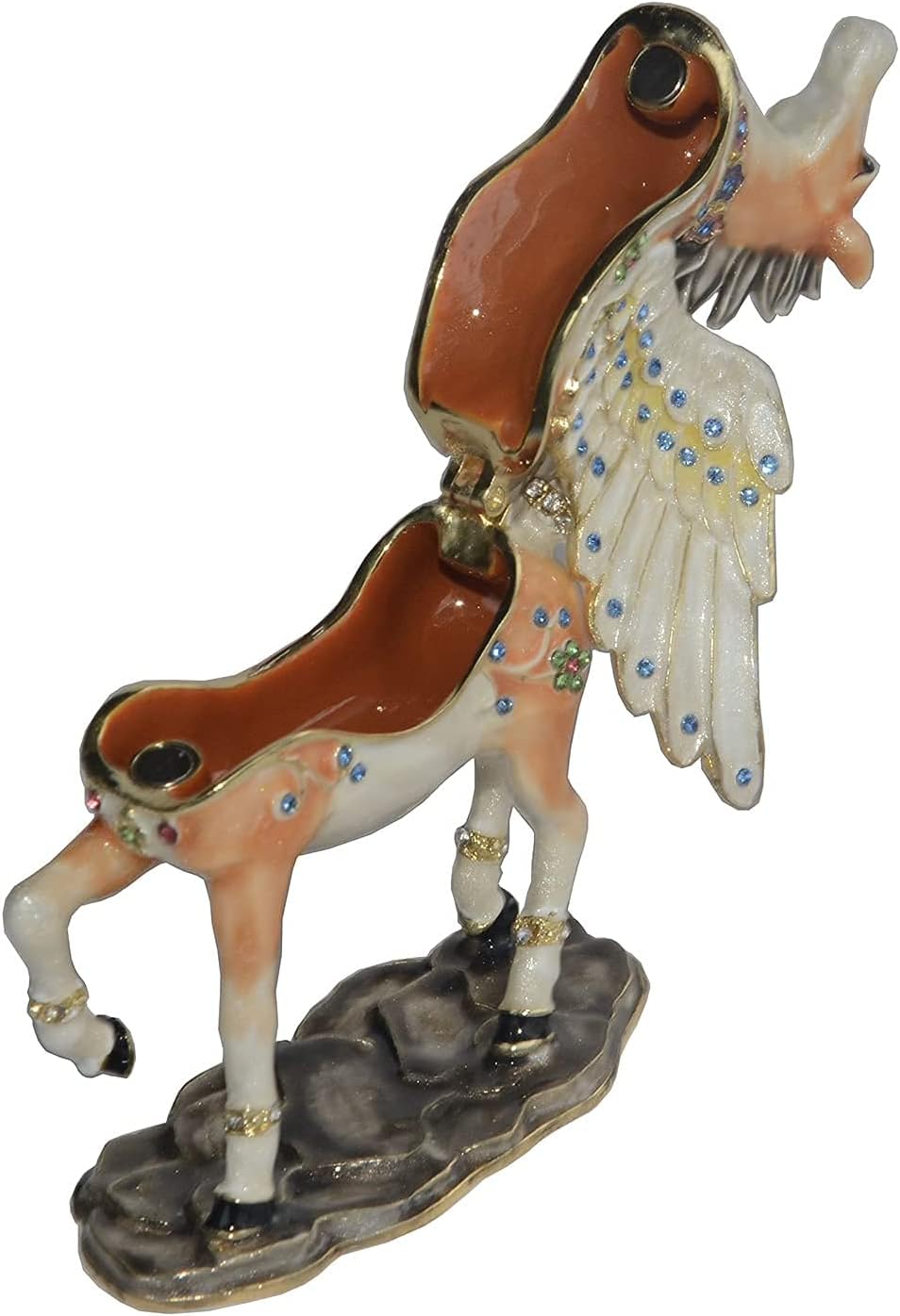 Flying Horse Trinket Box Jewelry Box Hand Painted Decorative Box with Hinged Lid Ring Earring Holder AnimalFigurine Collectible