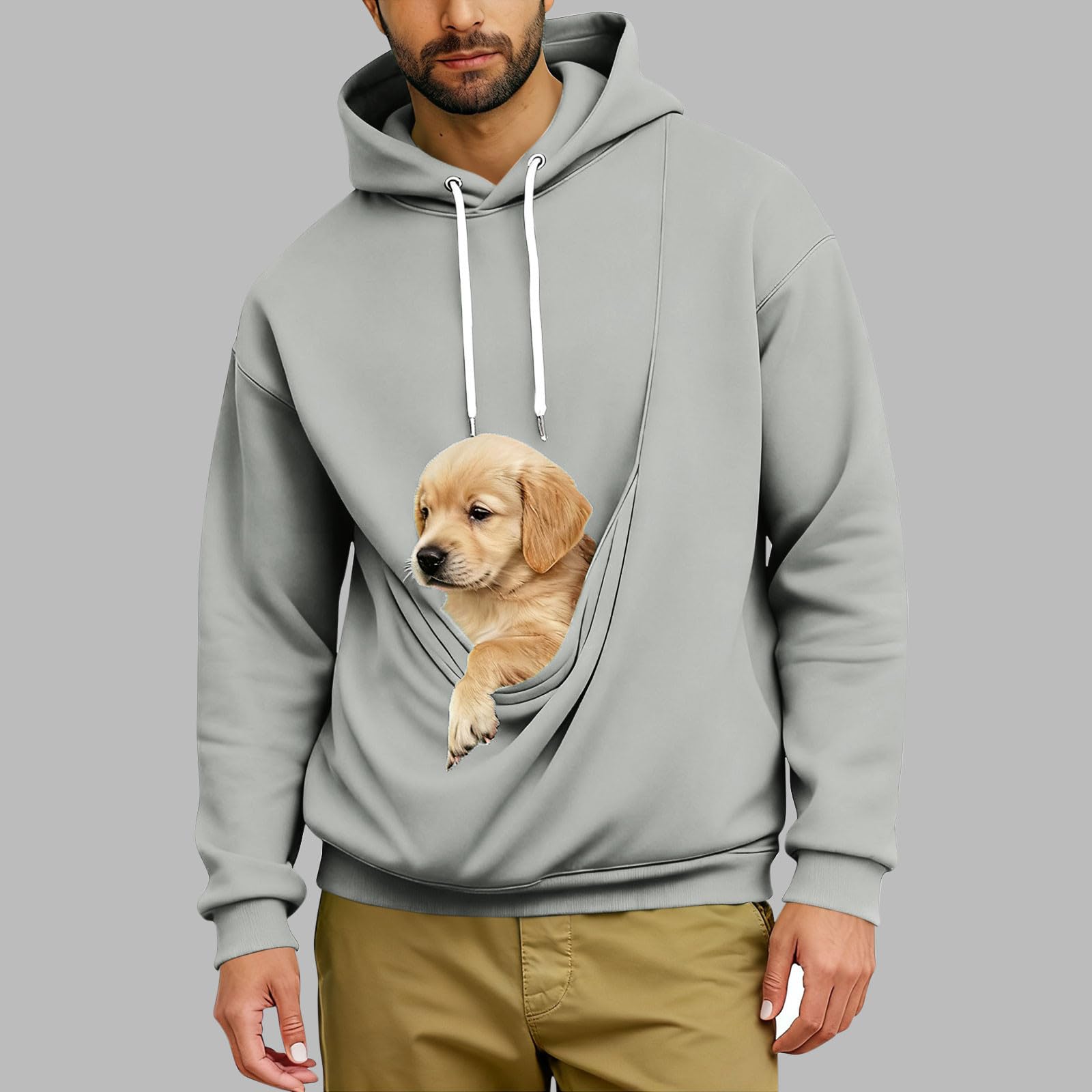Felpe con cappuccio da uomo con grande tasca a marsupio, felpa con cappuccio vestibilità larga, comoda, streetwear top per lavoro, viaggi o attività quotidiane