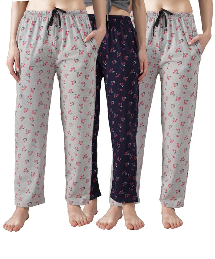 anixa Women's Casual Pyjamas Lounge Pants Soft Cotton fabric Comfortable & Stylish Sleepwear - (Pack of 3)-picture-36