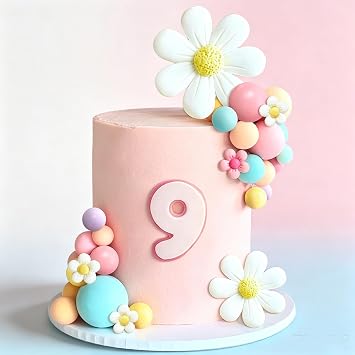 42Pcs Boho Daisy Flower Cake Topper Mini Balls Cake Decorations Retro Groovy Cake Toppers for Women Girls Kids Birthday Baby Shower Wedding Daisy Flower Hippie Themed Party Supplies