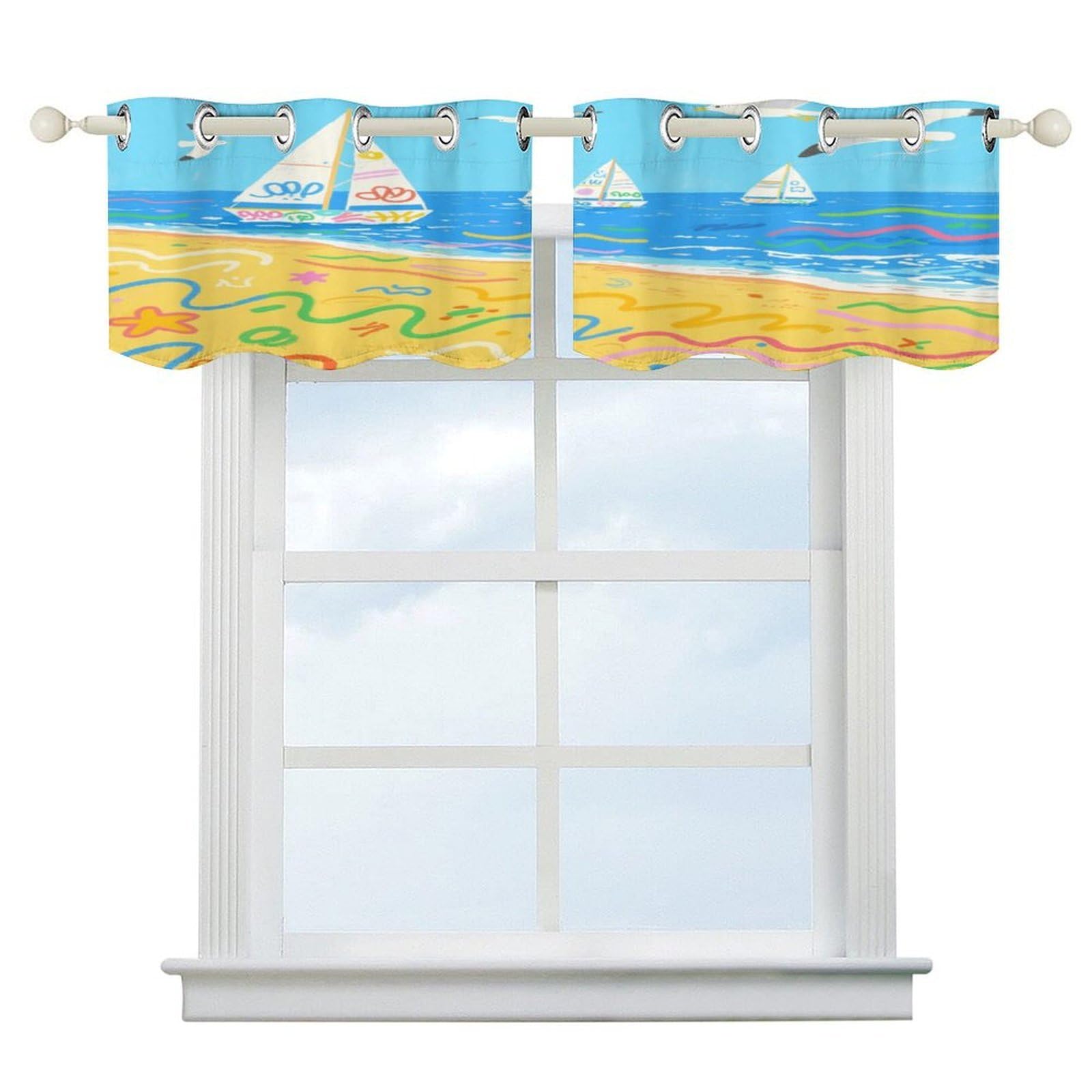 Fekiloot Style Graffiti Beach Short Curtains Valance Curtain