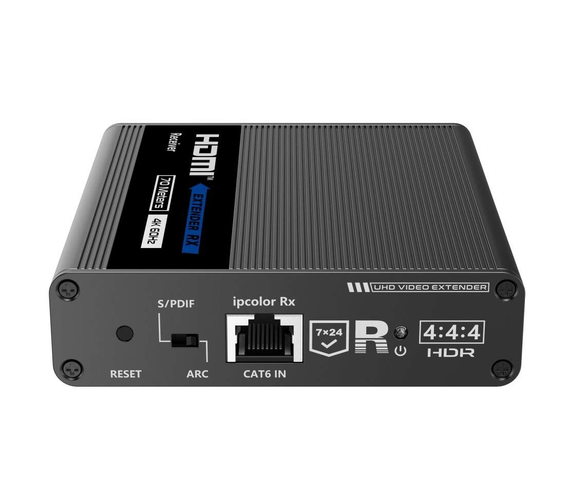 PremiumCord Extender HDMI 4K su 70m Tramite Cavo Patch Cat6 / Cat6A / Cat7, trasmettitore e Ricevitore IR, HDMI 2.0, Arc, risoluzione Video Ultra HD 4K @ 60Hz