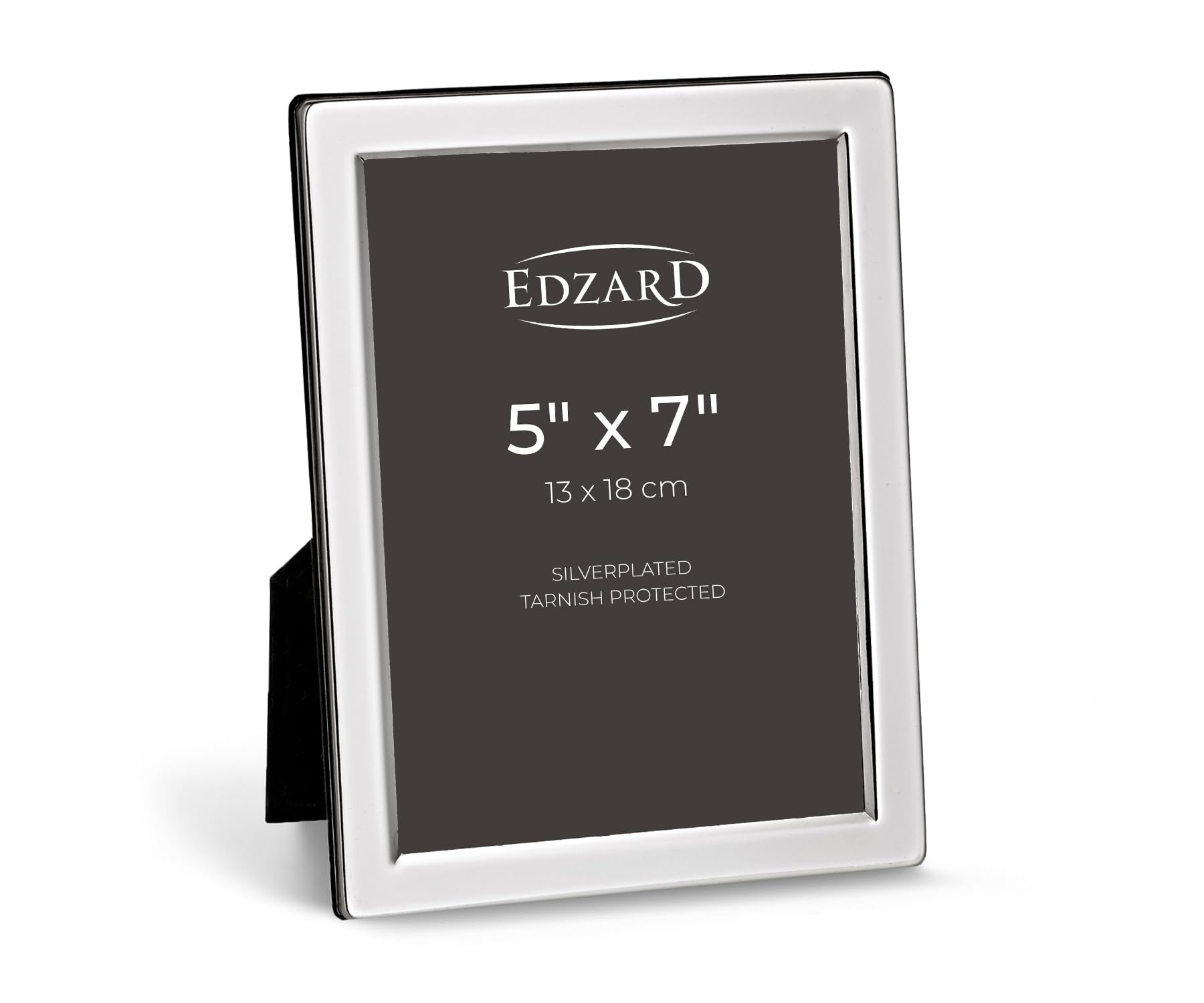 Edzard Silver Plated Photo Frame 5"x7" (13x18 cm) Salerno, Non-Tarnishing, High Gloss Finish, Real Glass Front & Premium Velvet Back, Portrait or Landscape Display - Elegant Wedding Gift