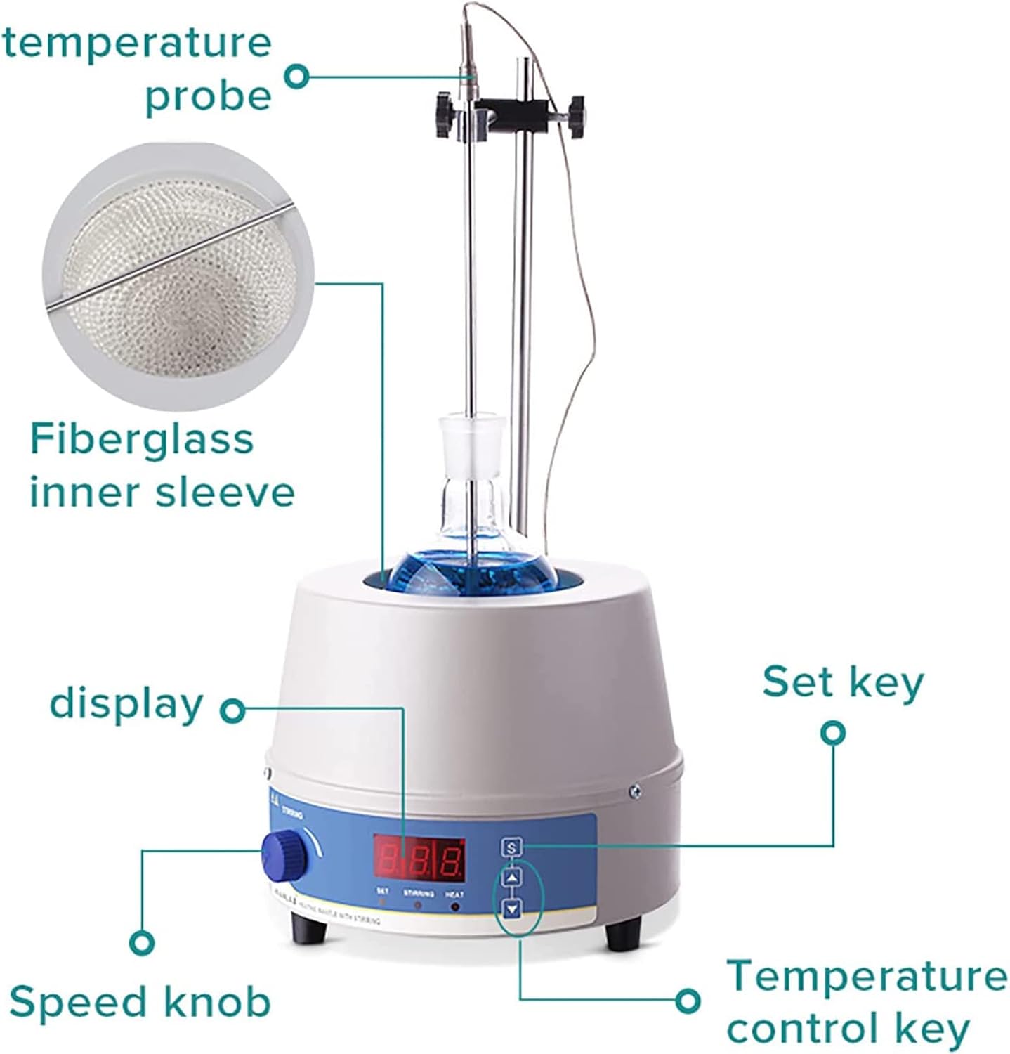 Heating Mantle Laboratory Thermostatic Heater - Digital Display, Magnetic Stirrer for Liquid Heating & Stirring Lab Equipment