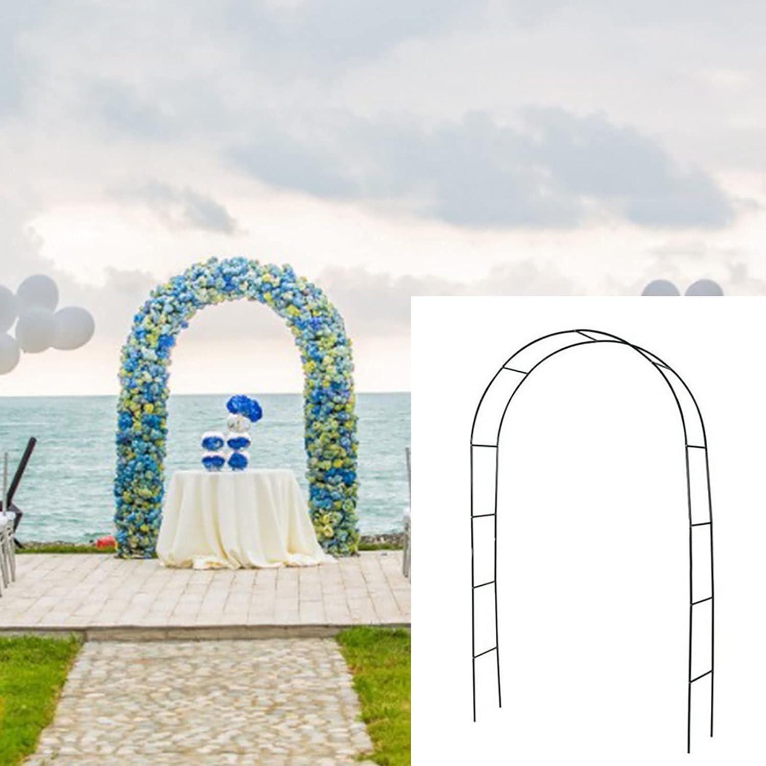 Outdoor Metal Garden Arbor Arch - DIY Wedding Arch, Decorative Pergola Stand, Climbing Plant Support Trellis, Weather-Resistant Flower Frame for Garden Backdrop