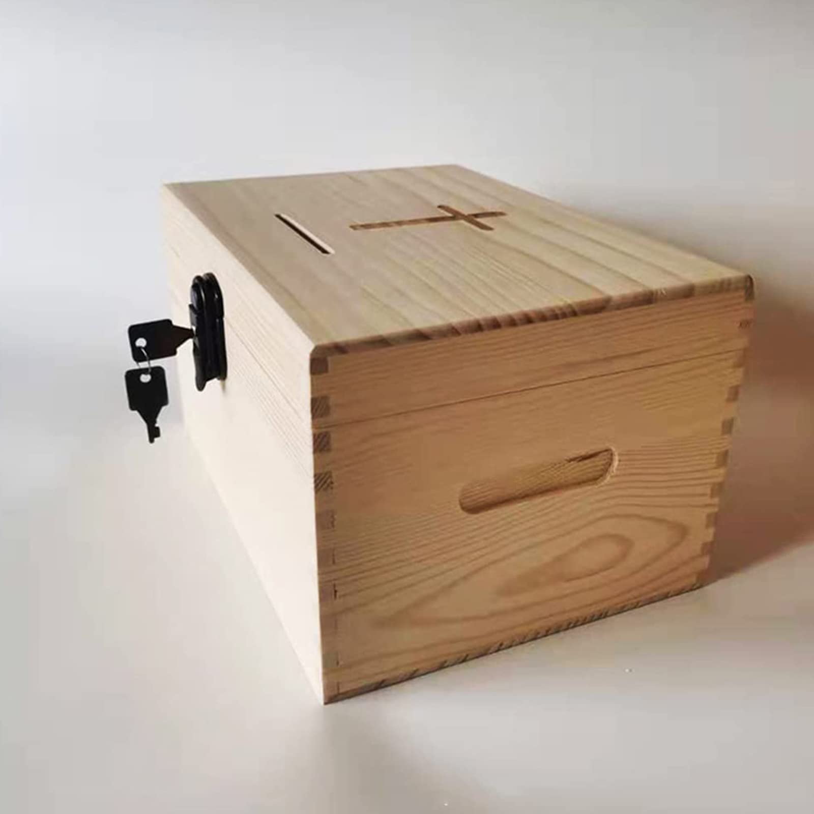 Church Donation Box Charity Donation Box Dedication Prayer Box Wall Mounted Christian Fundraising Advice Box with Lock Box with Side Pocket