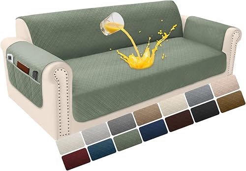 Miniatura 65 de Funda de terciopelo 100 % impermeable para perros, funda de sofá lavable para sofá de 3 plazas, juego de fundas acolchadas y antideslizantes con