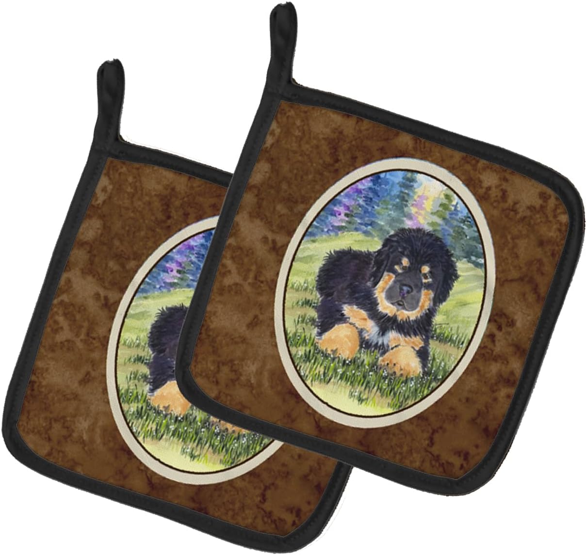 Caroline's Treasures SS1037PTHD Tibetan Mastiff Pair of Pot Holders Kitchen Heat Resistant Pot Holders Sets Oven Hot Pads for Cooking Baking BBQ, 7 1/2 x 7 1/2