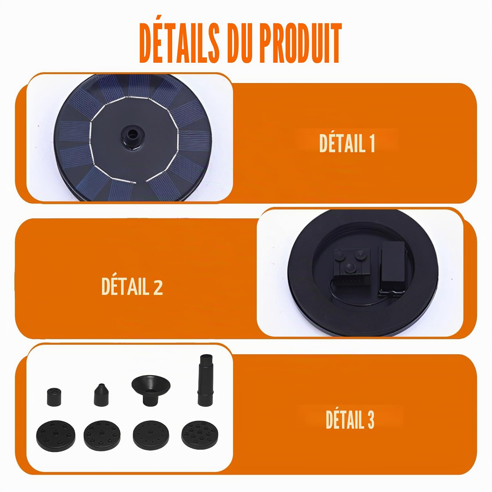 Lot de 2 fontaines solaires d'extérieur : pompe de bassin solaire à 8 effets, pompe à eau solaire polyvalente, fontaine flottante, idéale pour le jardin, l'étang ou le bassin à poissons, pour les
