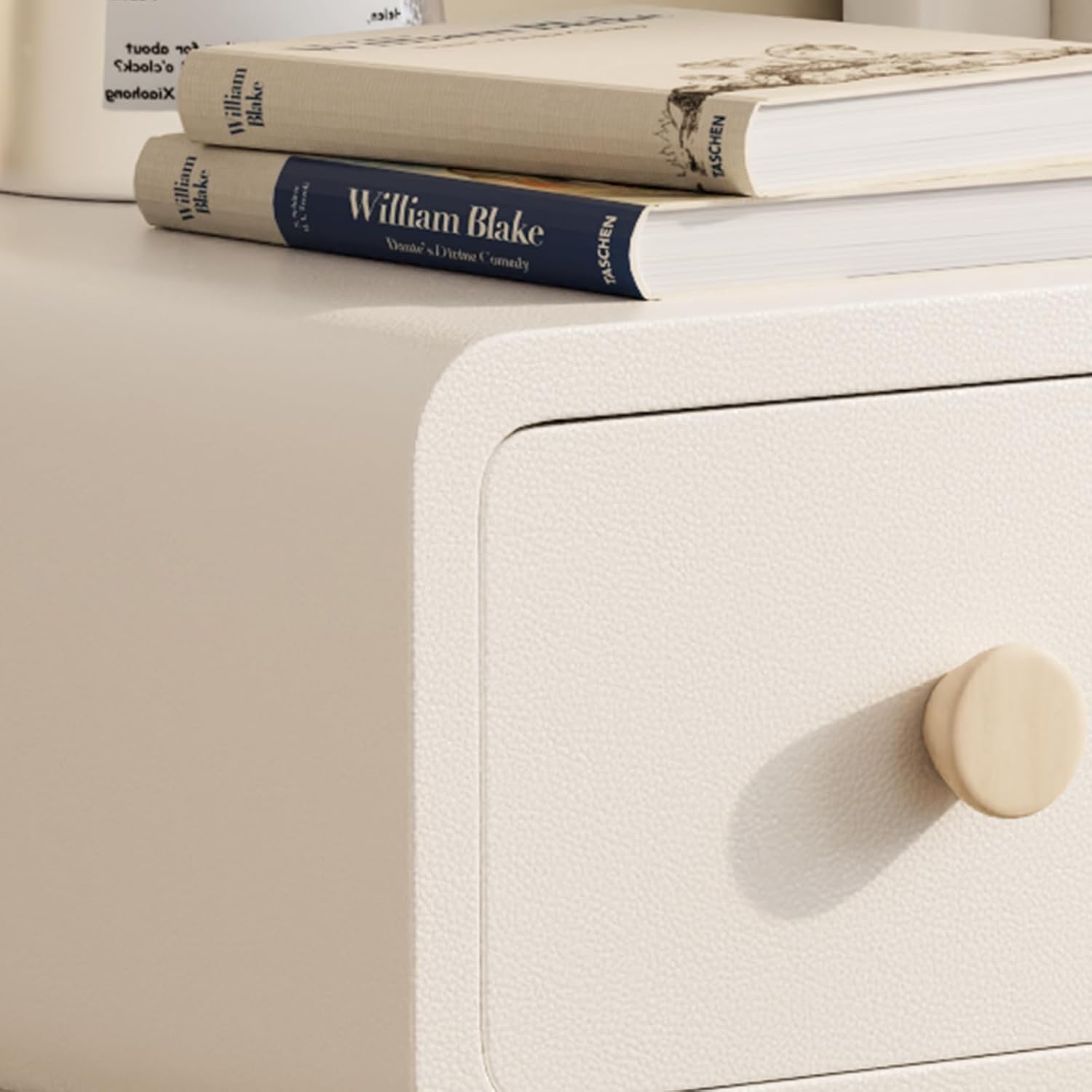 Solid Wood Nightstand - White Bedside Table with Leather Surface, Small Nightstand with Drawers for Bedroom 16" White 3-drawer