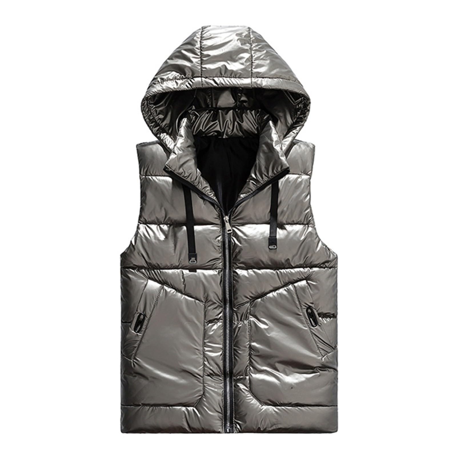 Chaleco de invierno para mujer contra el viento frío chaqueta dorada con bolsillos 2